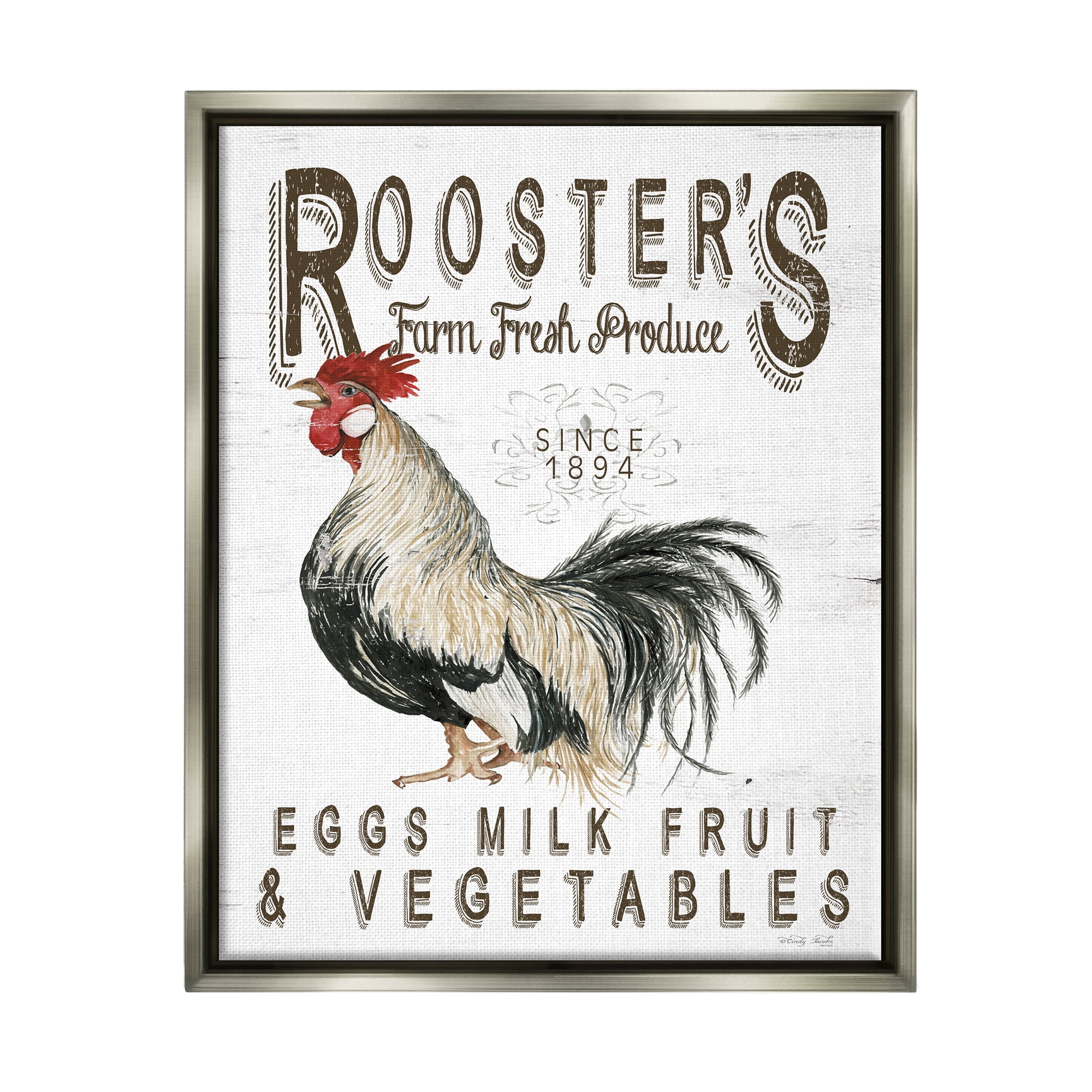 Stupell Industries Rustic Country Produce Botanical & Floral Painting Gray Floater Framed Art Print Wall Art, 25 x 31