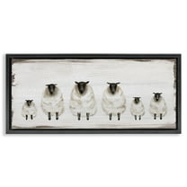 Stupell Industries Rustic Country Sheep Herd Animals & Insects Painting Black Floater Framed Canvas Art Print Wall Art, 25 x 11