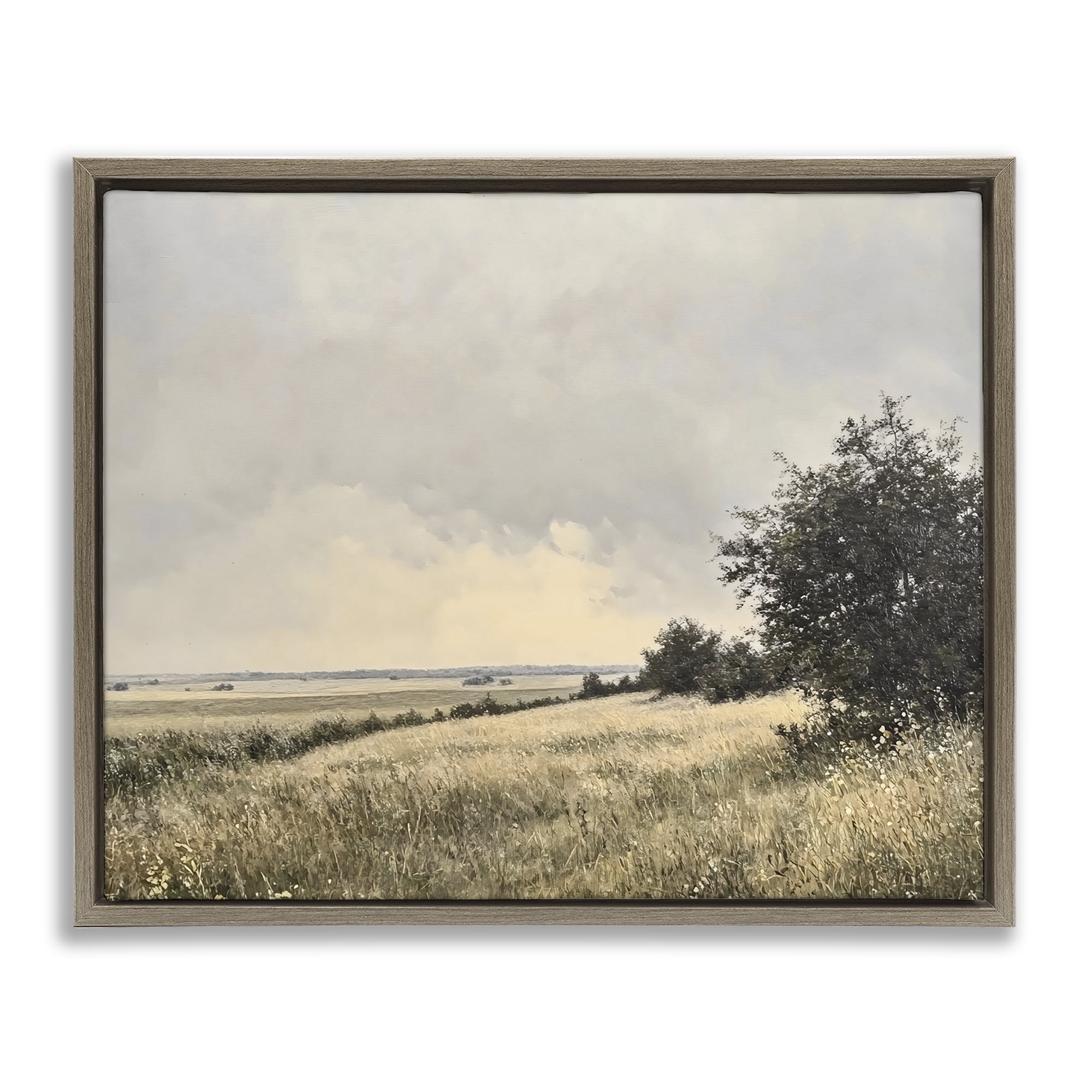 Stupell Industries Rustic Countryside Hill Landscape Brown Framed Floater Canvas Wall Art, design by Franklyn Gregory
