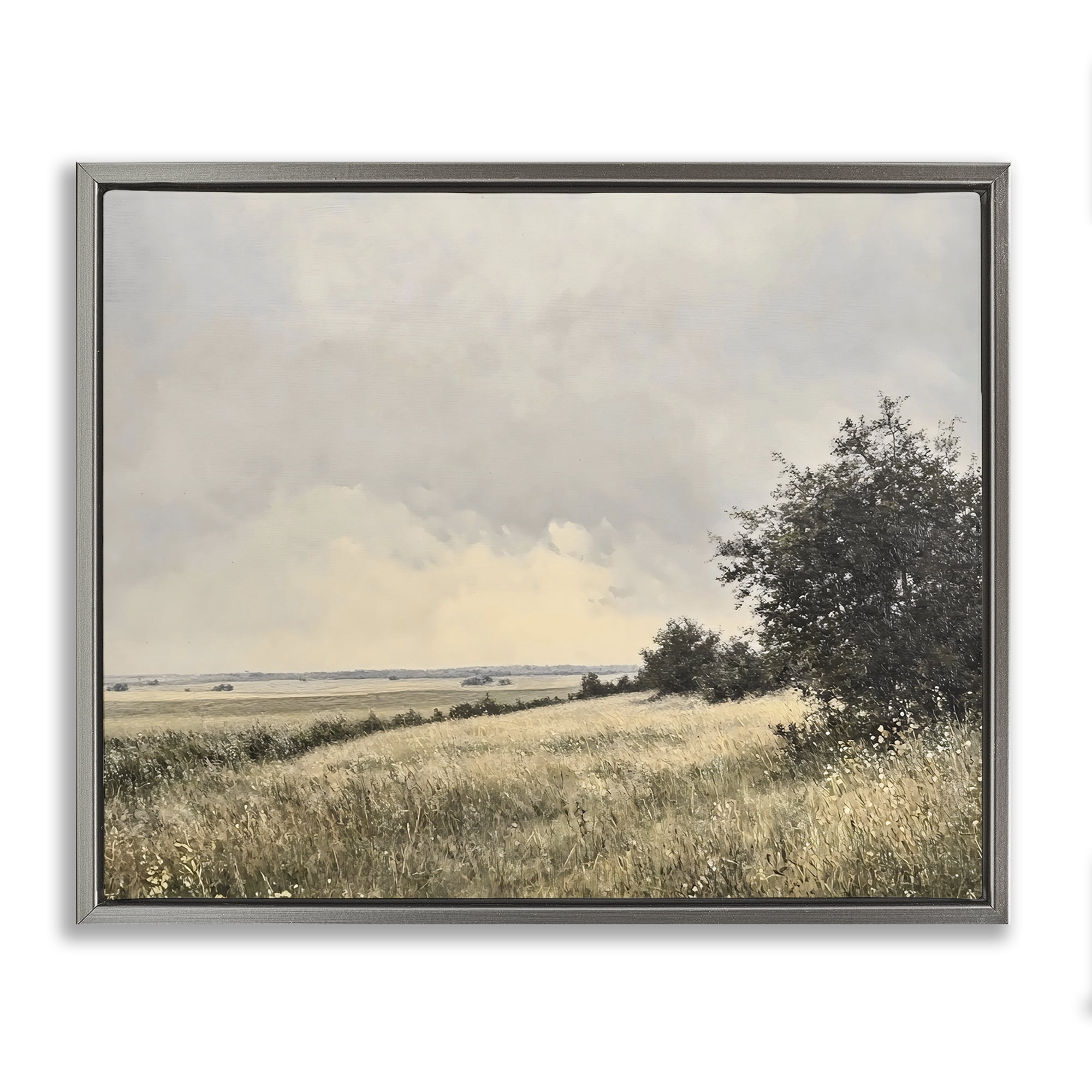 Stupell Industries Rustic Countryside Hill Landscape Gray Framed Floater Canvas Wall Art, design by Franklyn Gregory