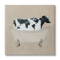 Stupell Industries Rustic Cow Farmhouse Bathroom Tub Animals & Insects Painting Gallery Wrapped Canvas Print Wall Art