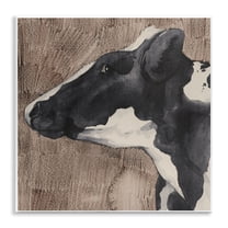 Stupell Industries Rustic Cow Looking Left Animals & Insects Painting Unframed Art Print Wall Art, 12 x 12