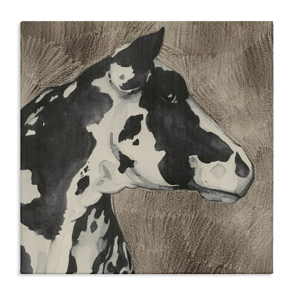 Stupell Industries Rustic Cow Looking Right Animals & Insects Painting Gallery Wrapped Canvas Art Print Wall Art, 17 x 17
