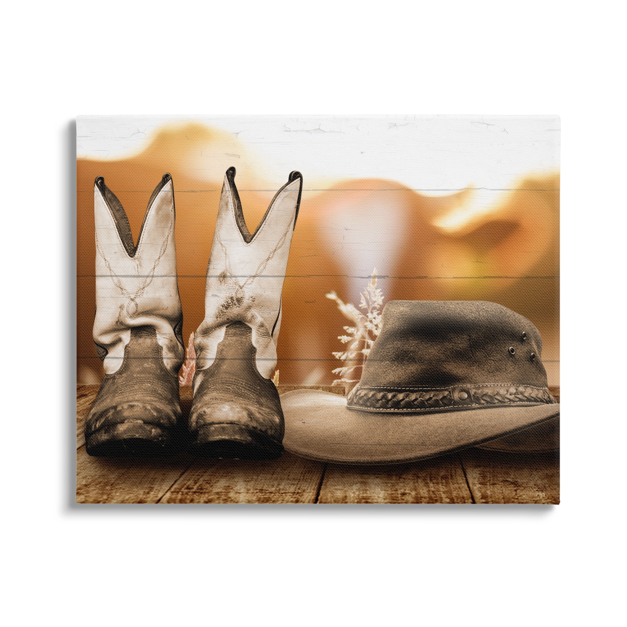 Stupell Industries Rustic Cowboy Boots Beauty & Fashion Painting Gallery Wrapped Canvas Art Print Wall Art, 20 x 16