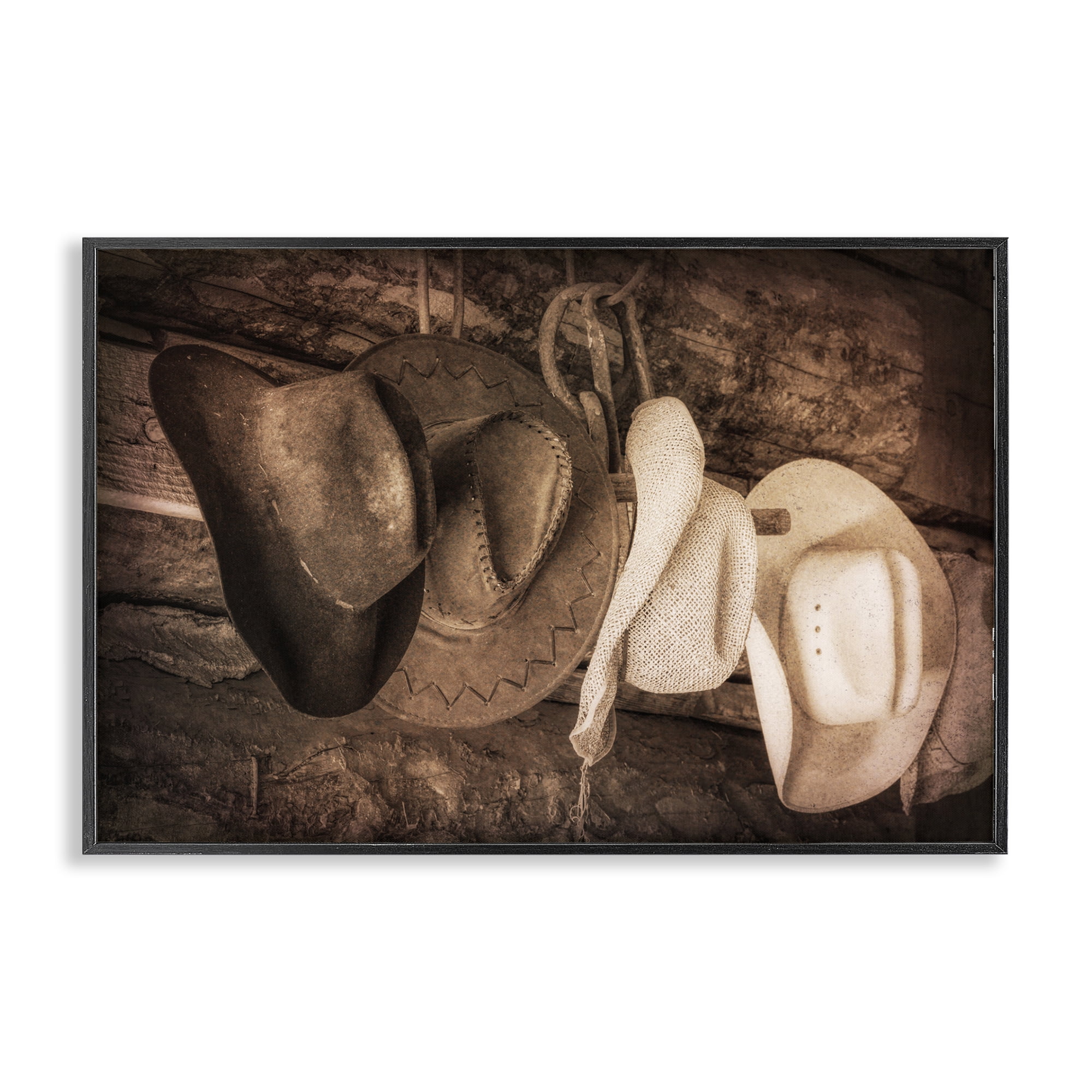 Stupell Industries Rustic Cowboy Hats Entertainment Painting Black Framed Art Print Wall Art, 24 x 16