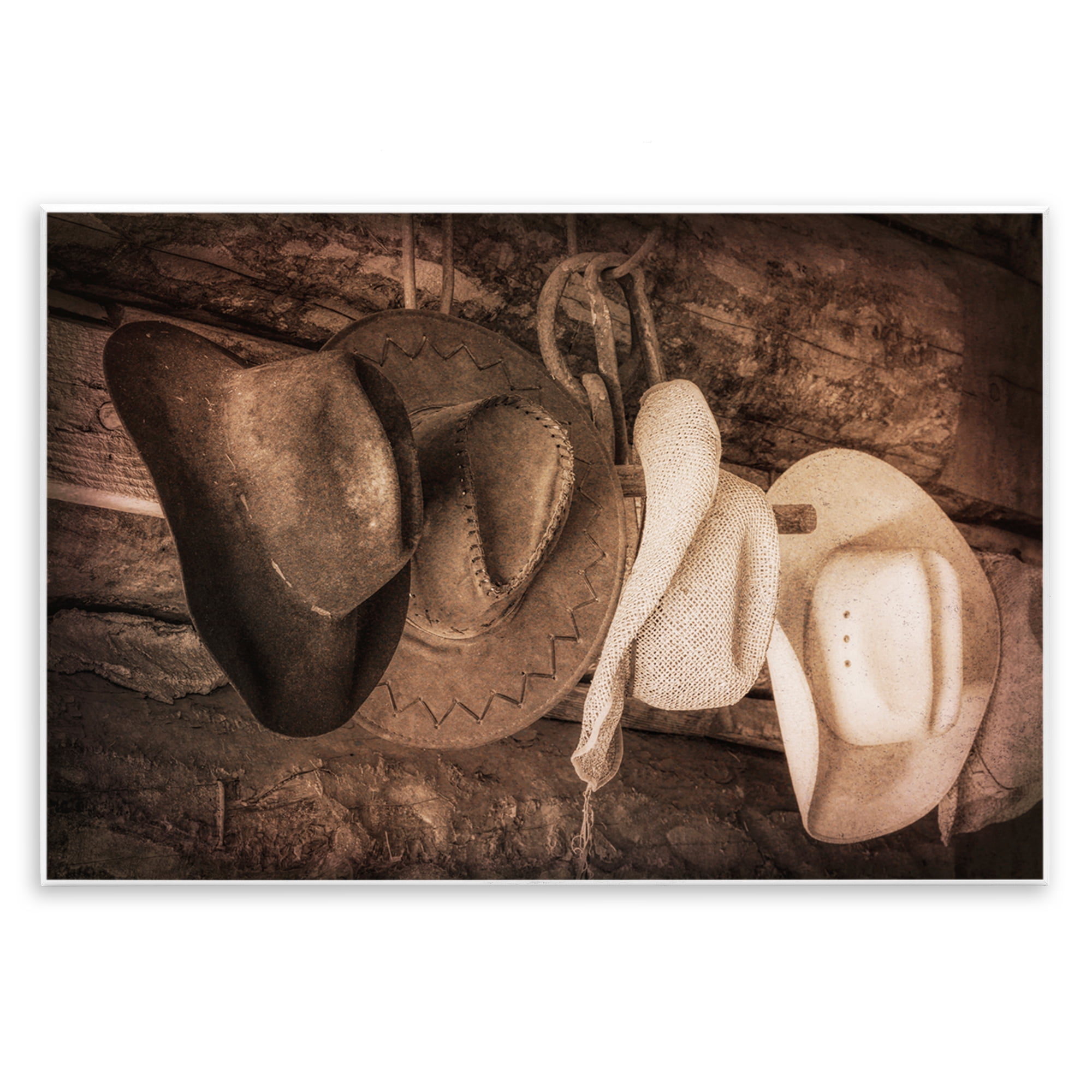 Stupell Industries Rustic Cowboy Hats Entertainment Painting Unframed Art Print Wall Art, 19 x 13