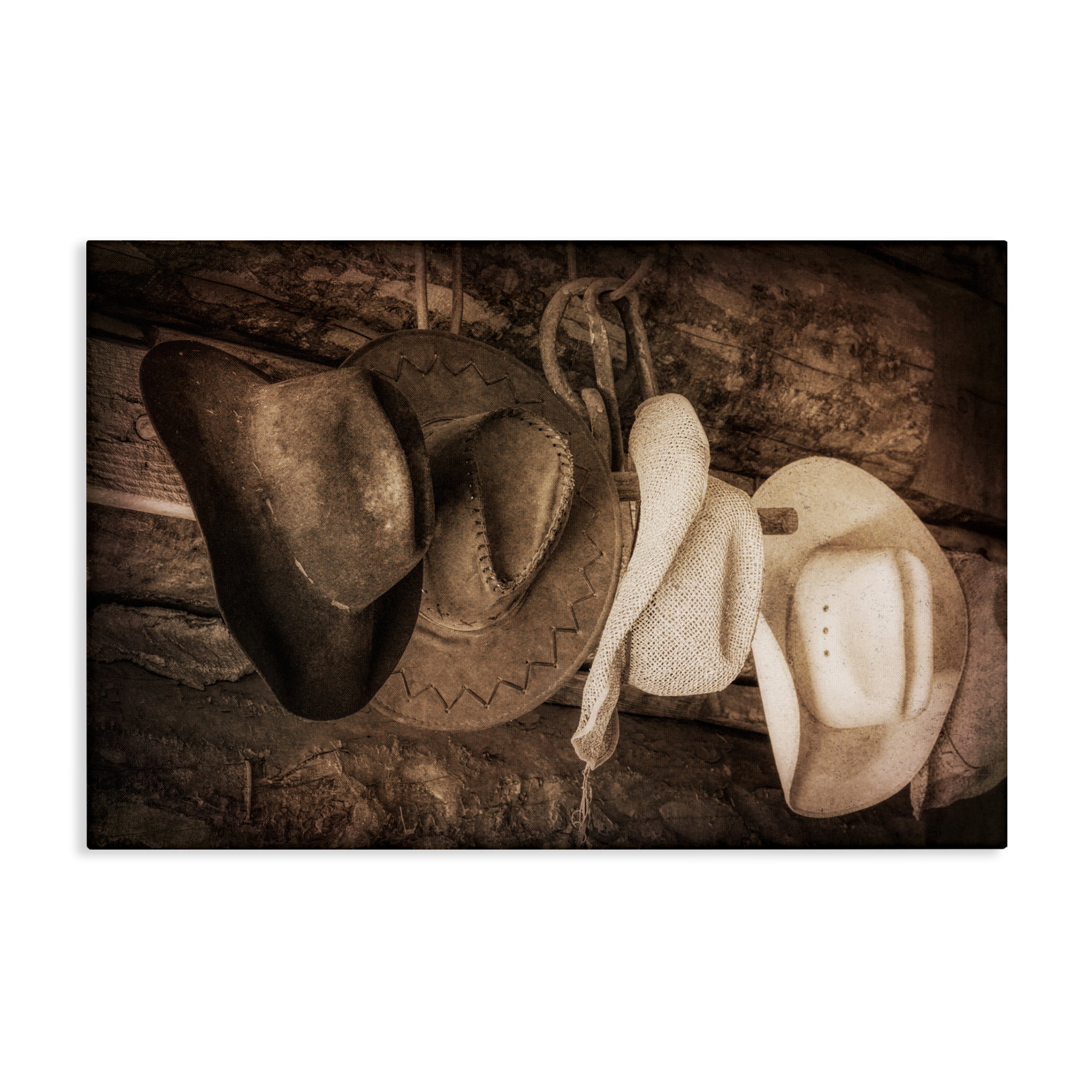 Stupell Industries Rustic Cowboy Hats Entertainment Painting Wrapped Canvas Art Print Wall Art, 45 x 30