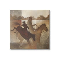 Stupell Industries Rustic Cowboy Silhouettes Animals & Insects Painting Gallery Wrapped Canvas Art Print Wall Art, 17 x 17