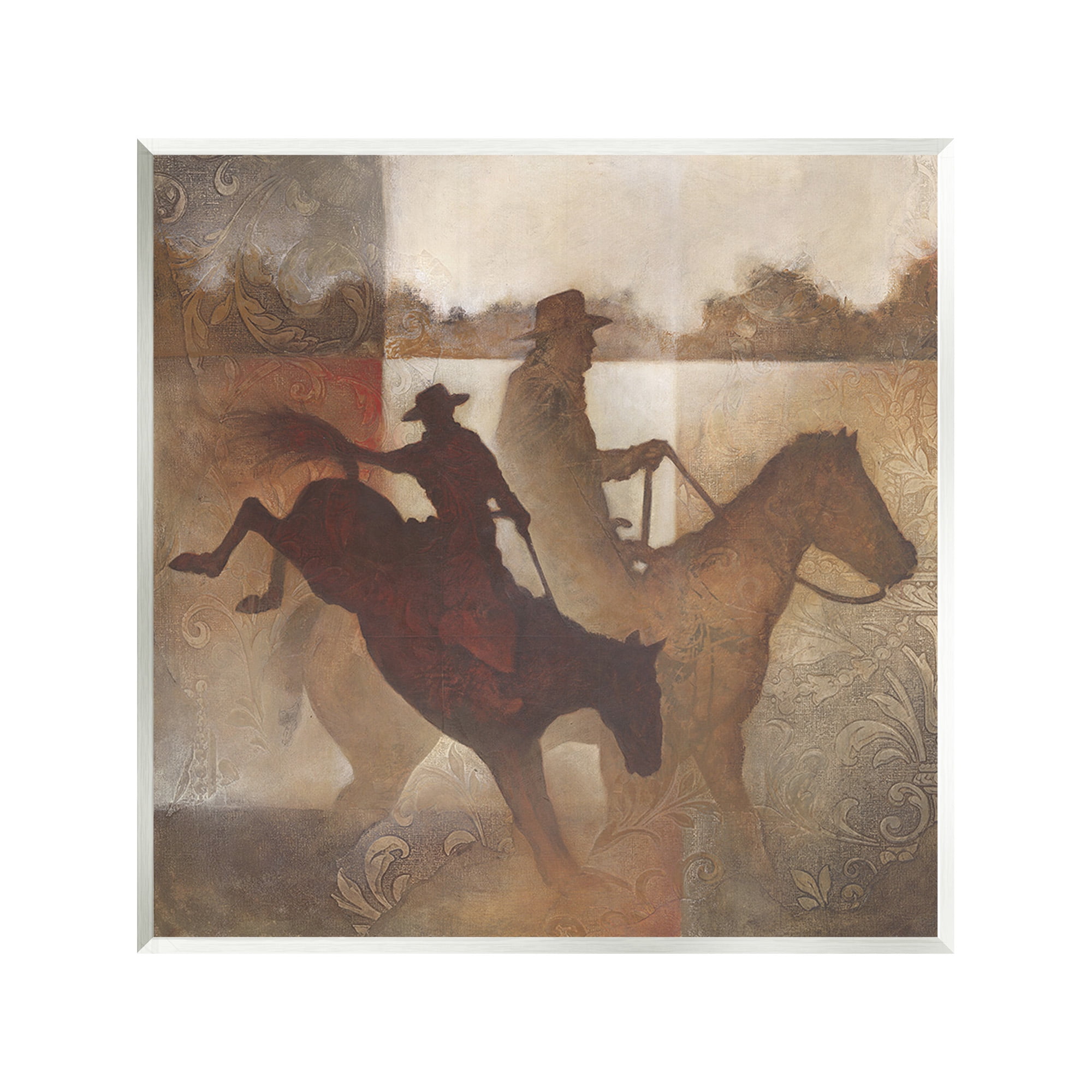 Stupell Industries Rustic Cowboy Silhouettes Animals & Insects Painting Unframed Art Print Wall Art, 12 x 12