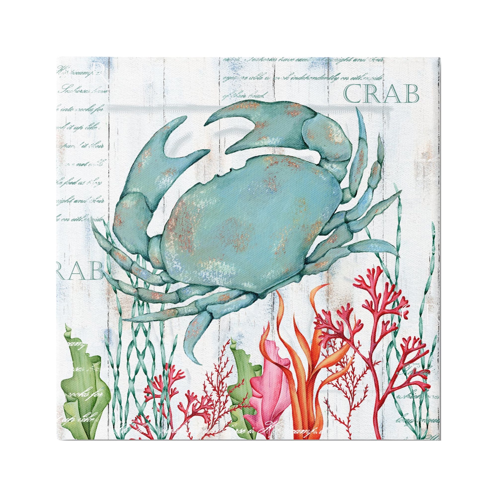 Stupell Industries Rustic Crab & Coral Animals & Insects Painting Gallery Wrapped Canvas Print Wall Art, 24 x 24