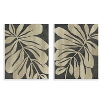 Stupell Industries Rustic Curved Leaves Floral Painting Unframed Art Print Wall Art, 11 x 14, Set of 2