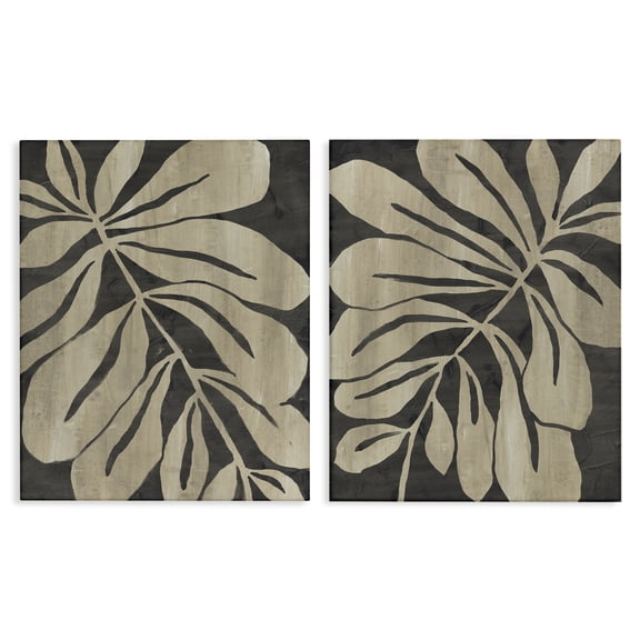 Stupell Industries Rustic Curved Leaves Floral Painting Wrapped Canvas Canvas Art Print Wall Art, 16 x 20, Set of 2