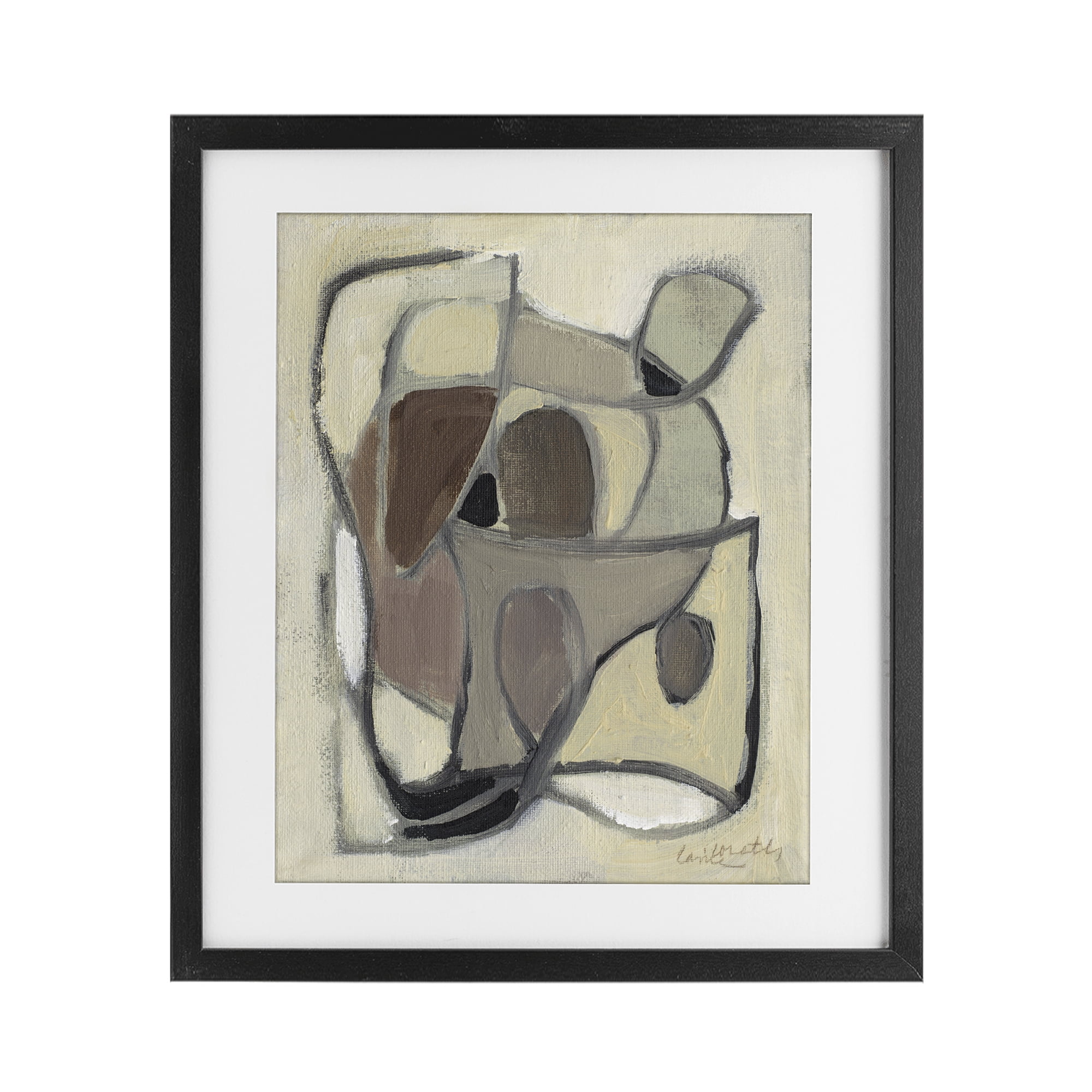 Stupell Industries Rustic Curved Shapes Abstract Black Framed Print Under Glass, design by Lanie Loreth