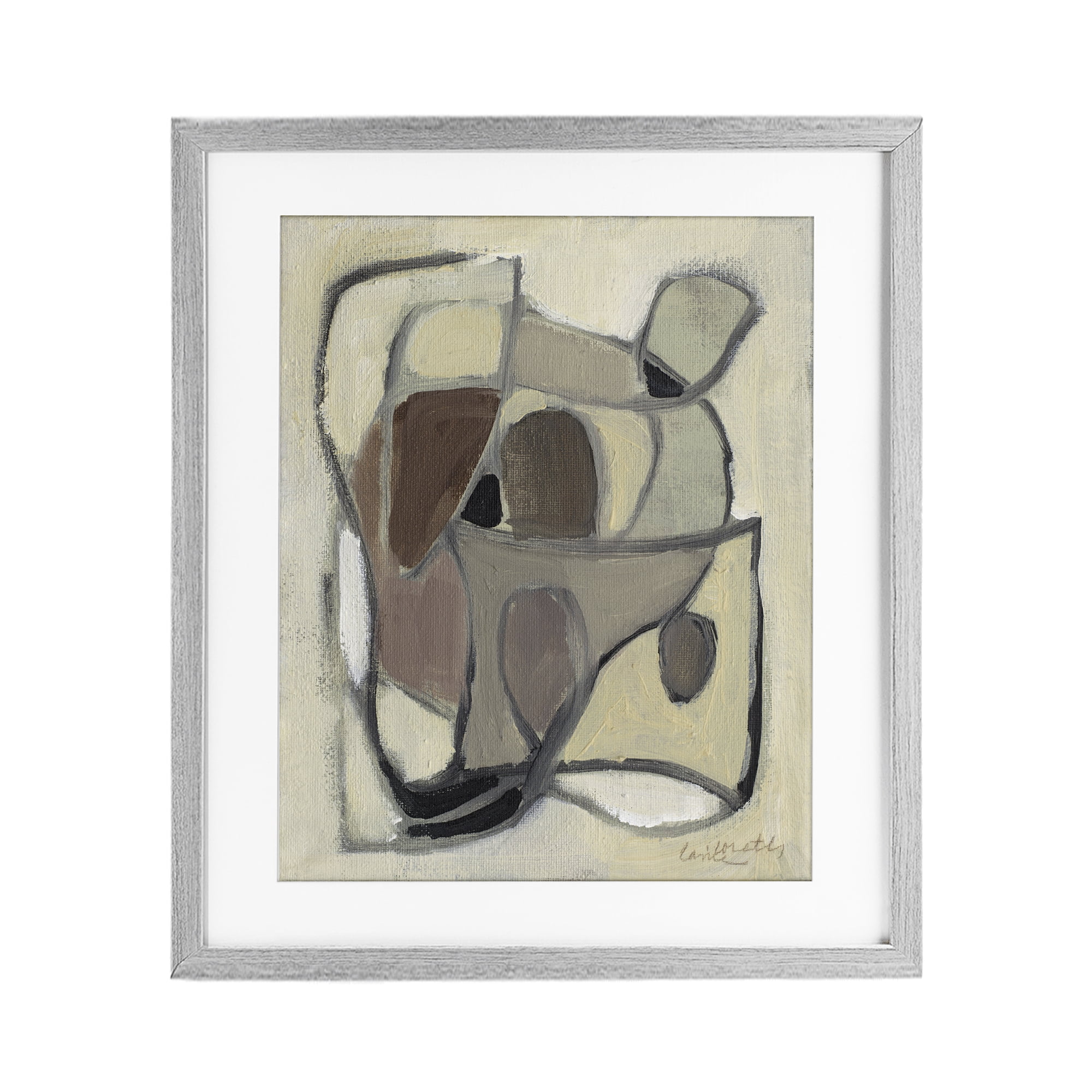 Stupell Industries Rustic Curved Shapes Abstract Gray Framed Print Under Glass, design by Lanie Loreth