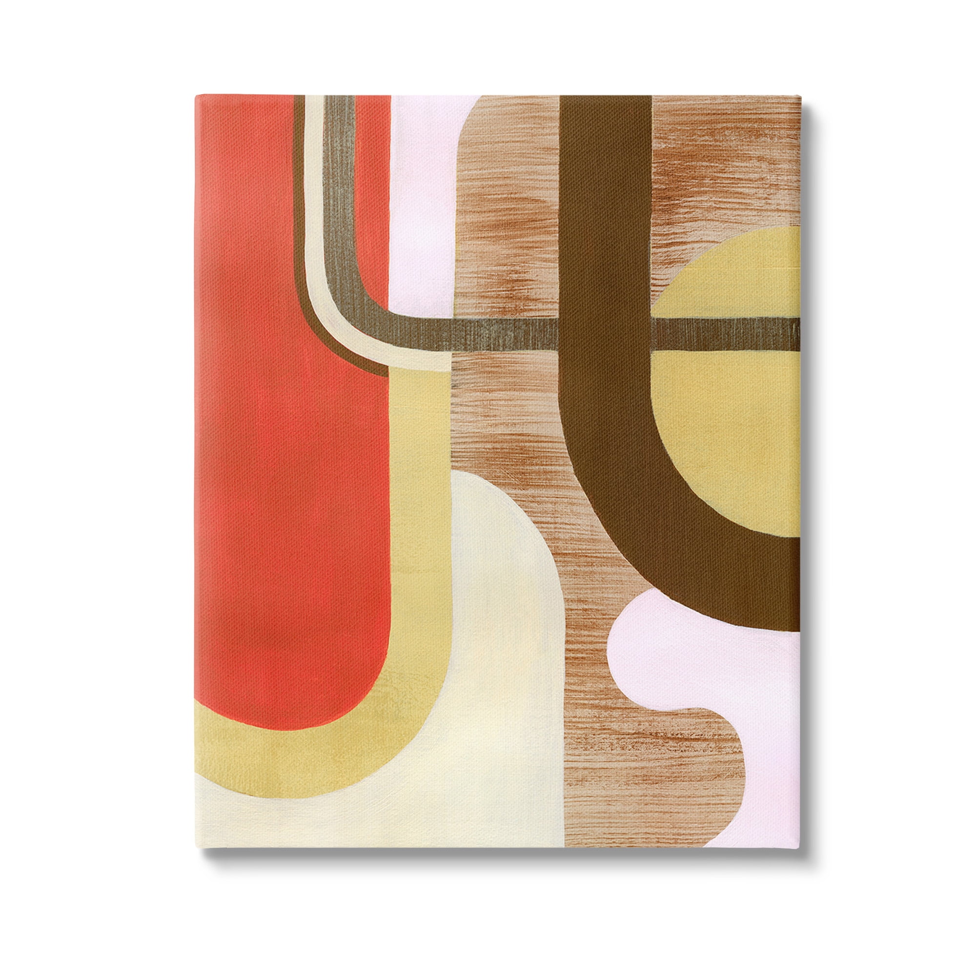 Stupell Industries Rustic Curved Shapes Abstract Painting Gallery Wrapped Canvas Art Print Wall Art, 24 x 30