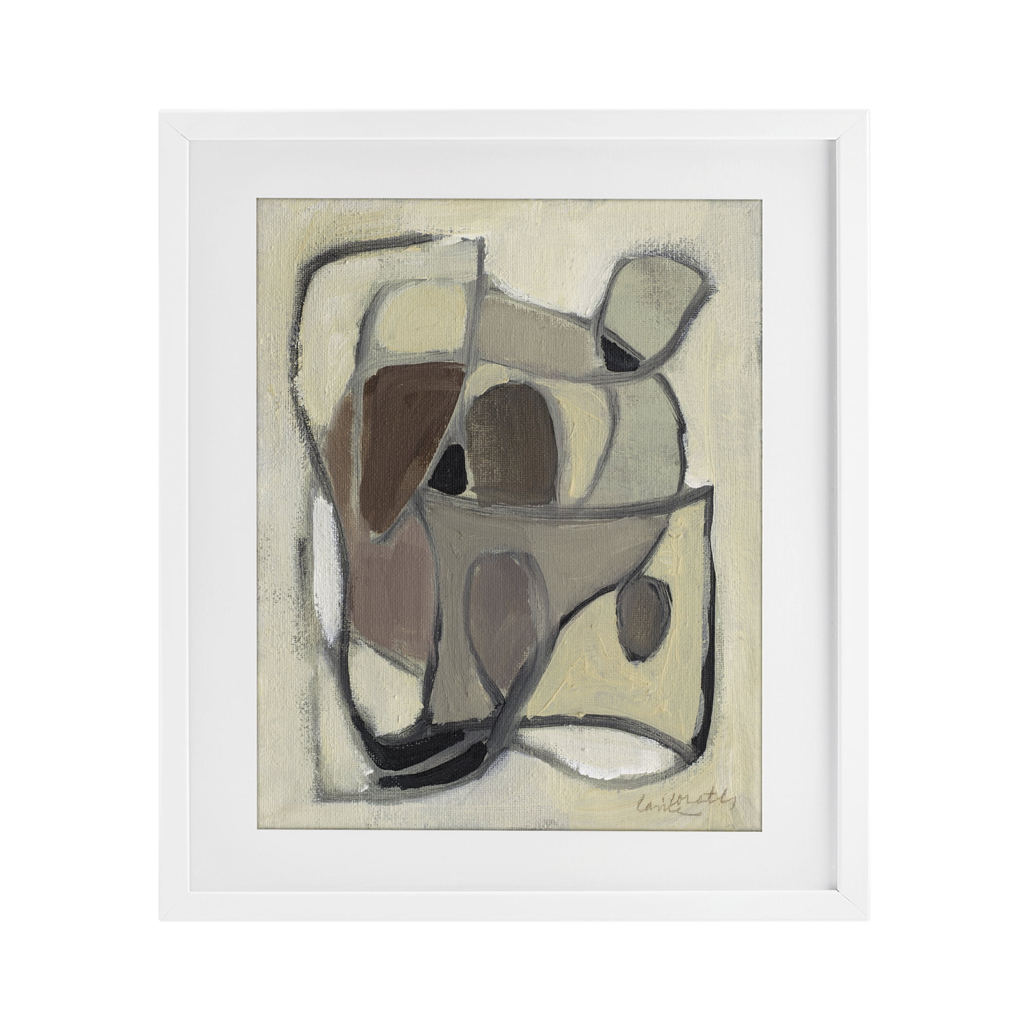 Stupell Industries Rustic Curved Shapes Abstract White Framed Print Under Glass, design by Lanie Loreth