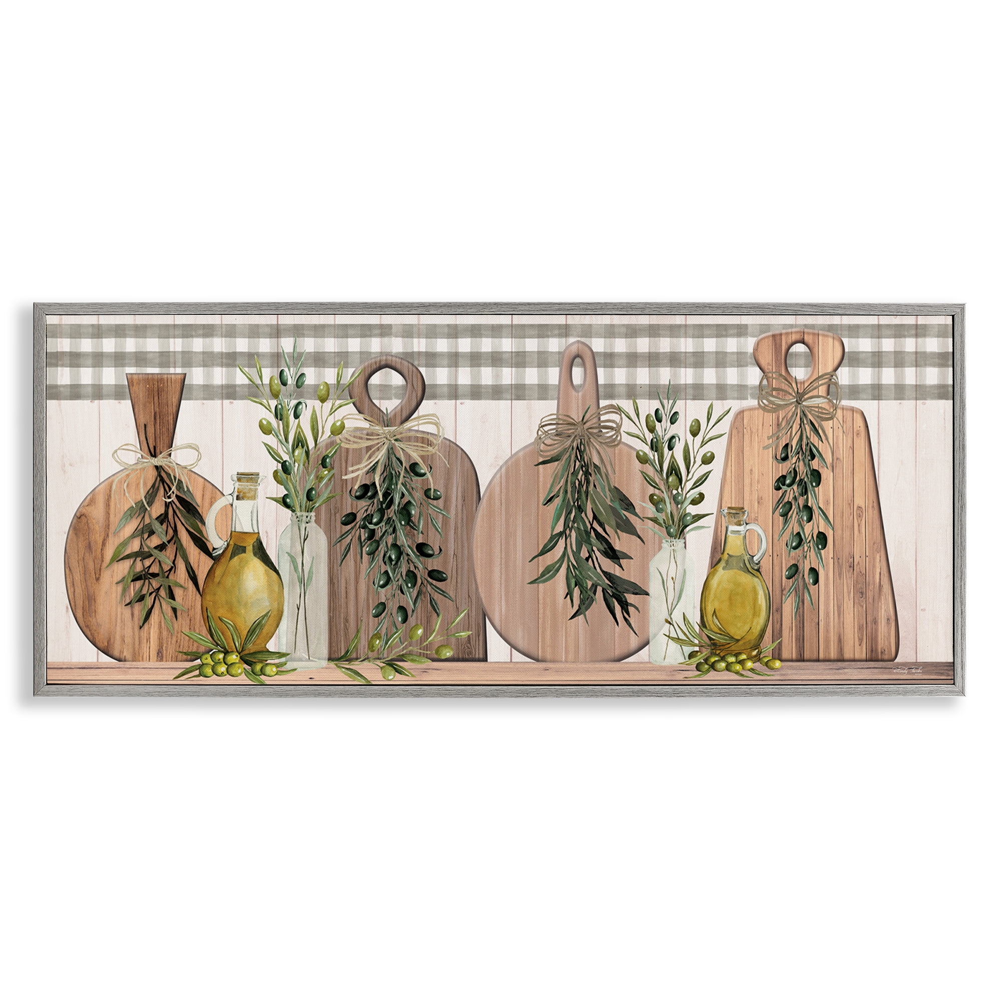 Stupell Industries Rustic Cutting Boards Food & Beverage Painting Gray Framed Art Print Wall Art, 24 x 10