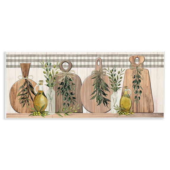 Stupell Industries Rustic Cutting Boards Food & Beverage Painting Unframed Art Print Wall Art, 17 x 7