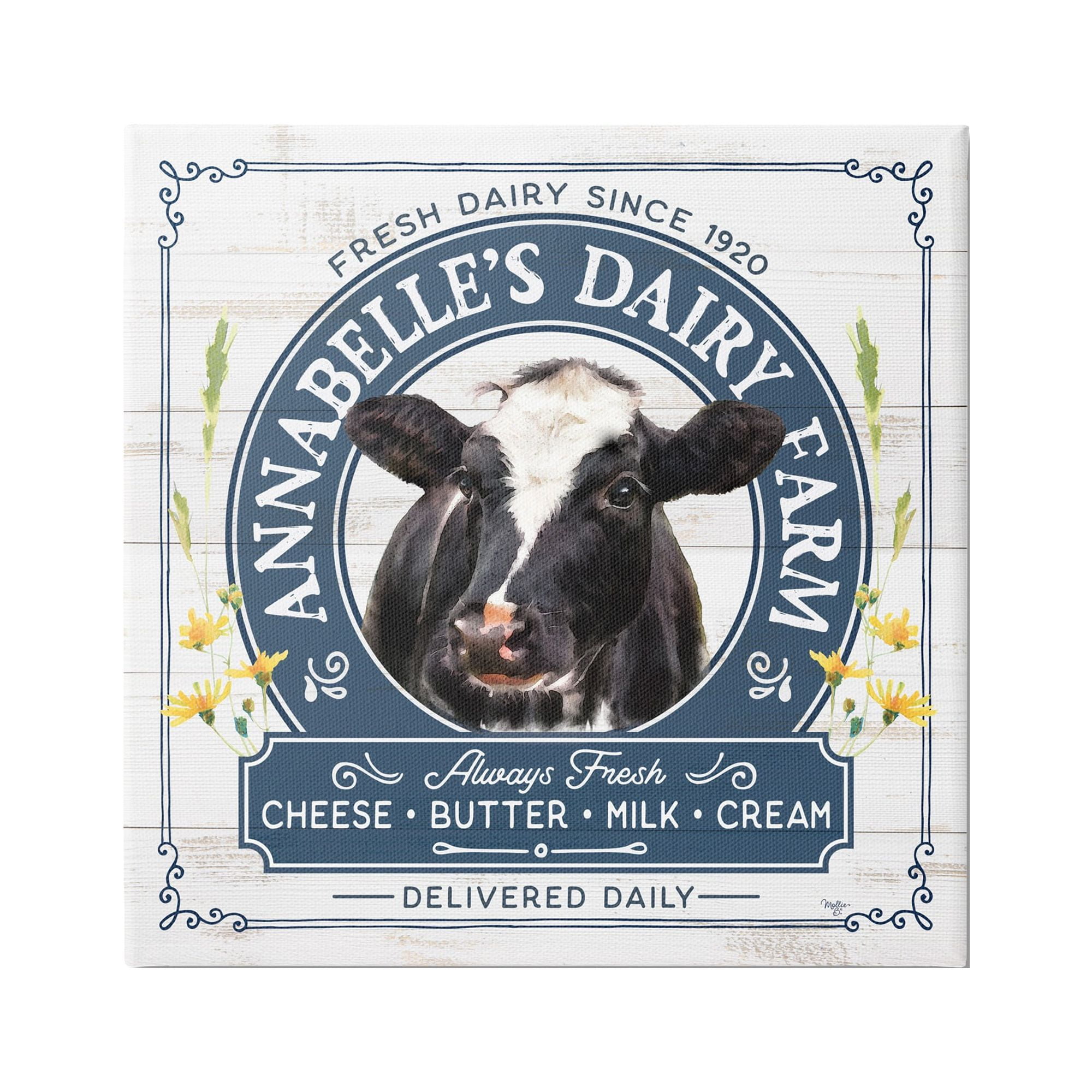 Stupell Industries Rustic Dairy Farm Ad Animals & Insects Painting Gallery Wrapped Canvas Print Wall Art, 30 x 30