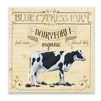 Stupell Industries Rustic Dairy Farm Cow Vintage Tan Beige Wall Plaque by Grace Popp