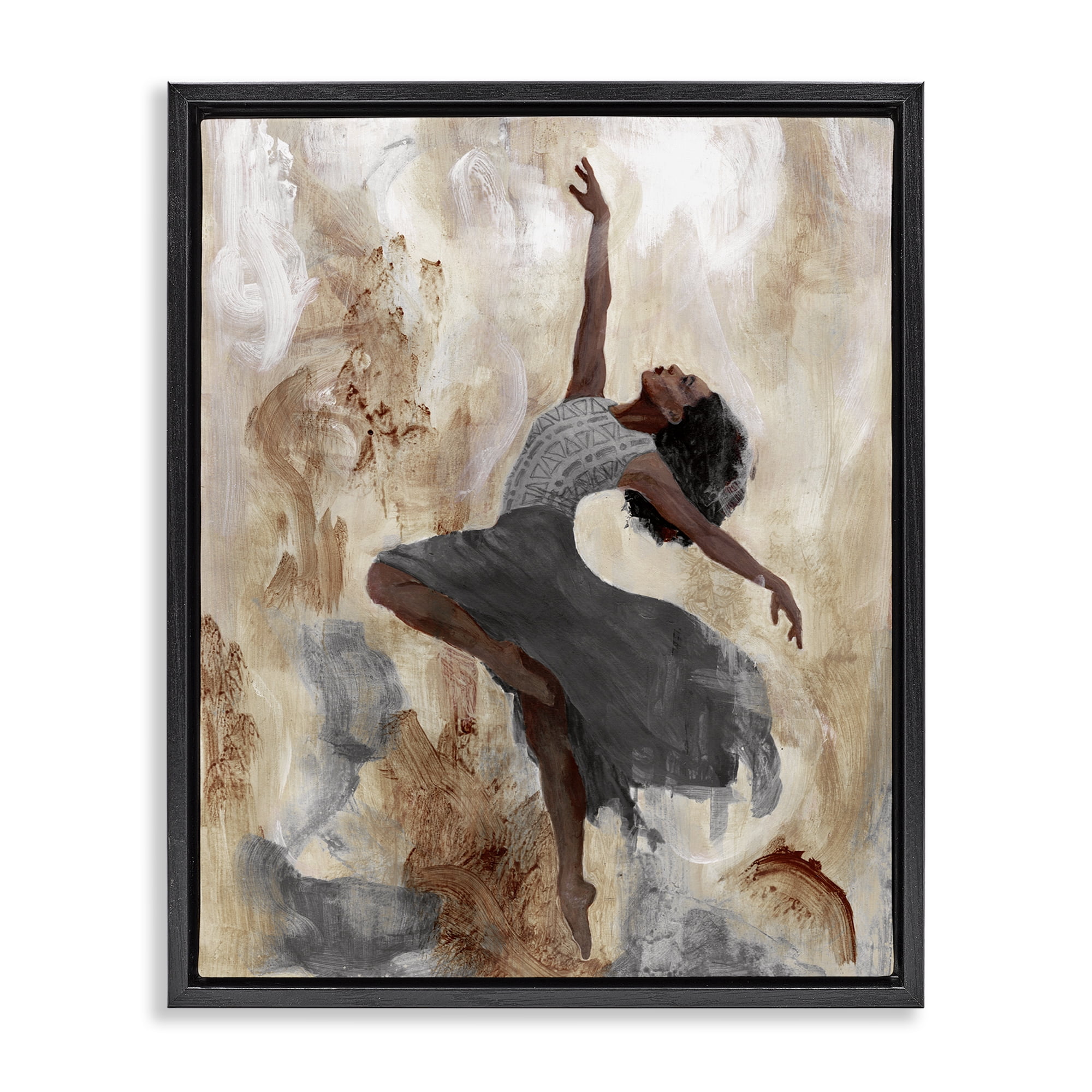 Stupell Industries Rustic Dancing Woman Novelty Painting Black Floater Framed Art Print Wall Art, 25 x 31