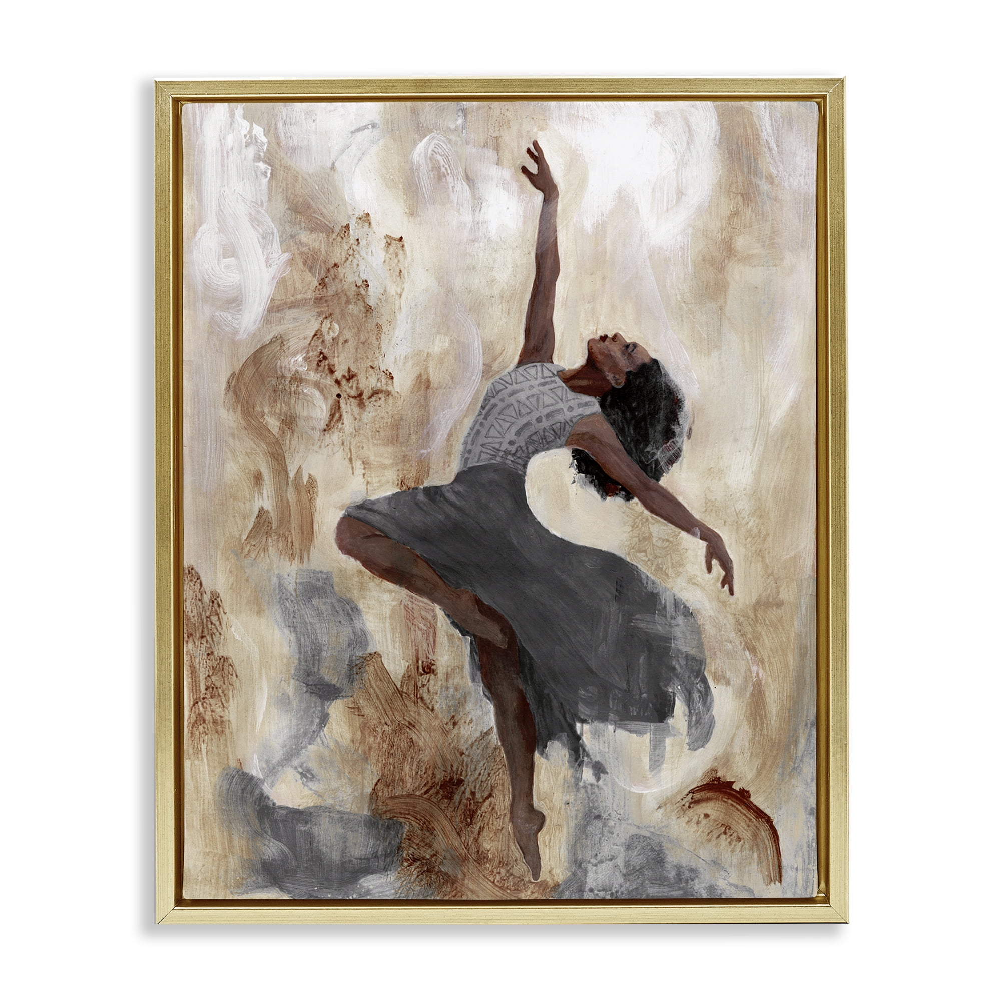 Stupell Industries Rustic Dancing Woman Novelty Painting Gold Floater Framed Art Print Wall Art, 17 x 21