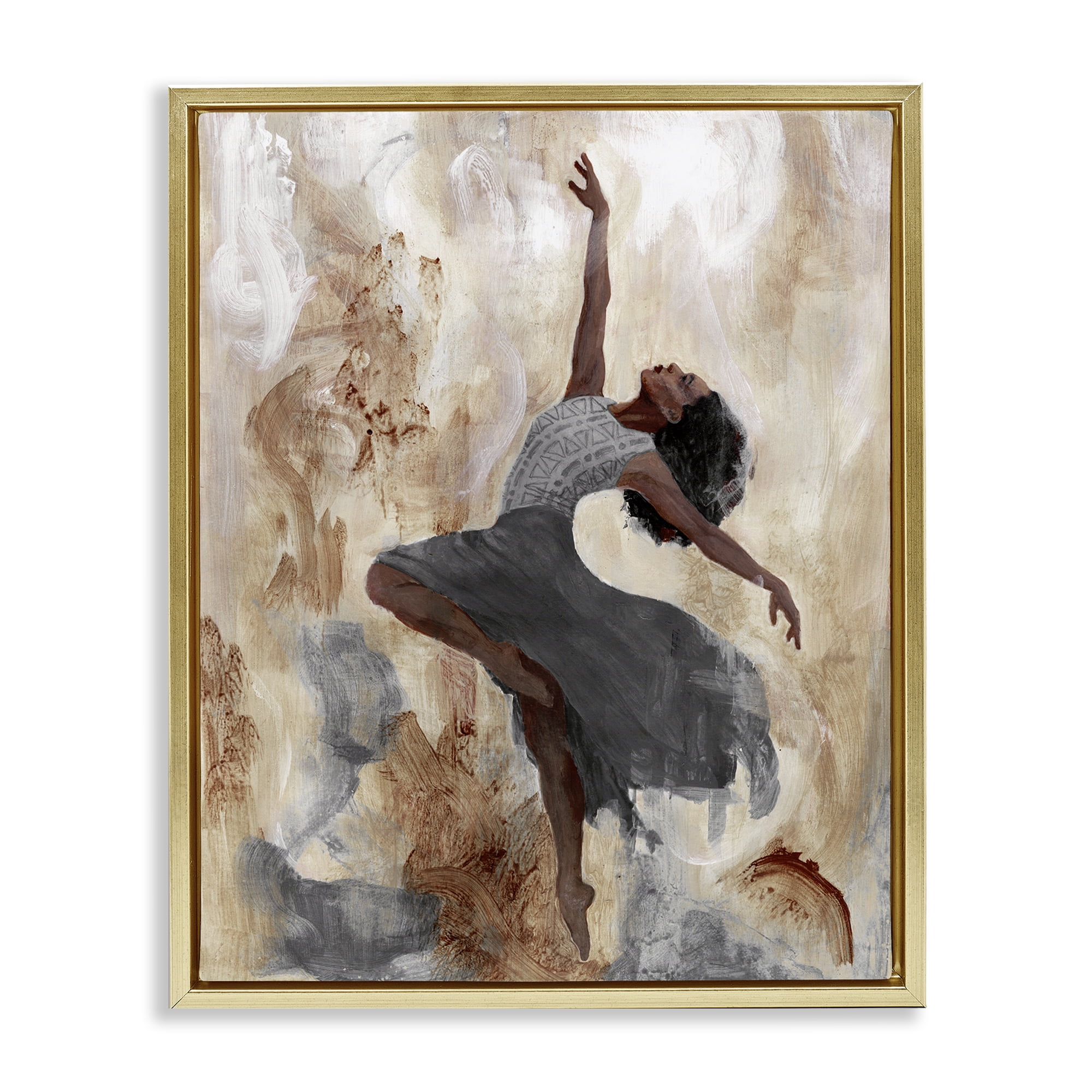 Stupell Industries Rustic Dancing Woman Novelty Painting Gold Floater Framed Art Print Wall Art, 25 x 31
