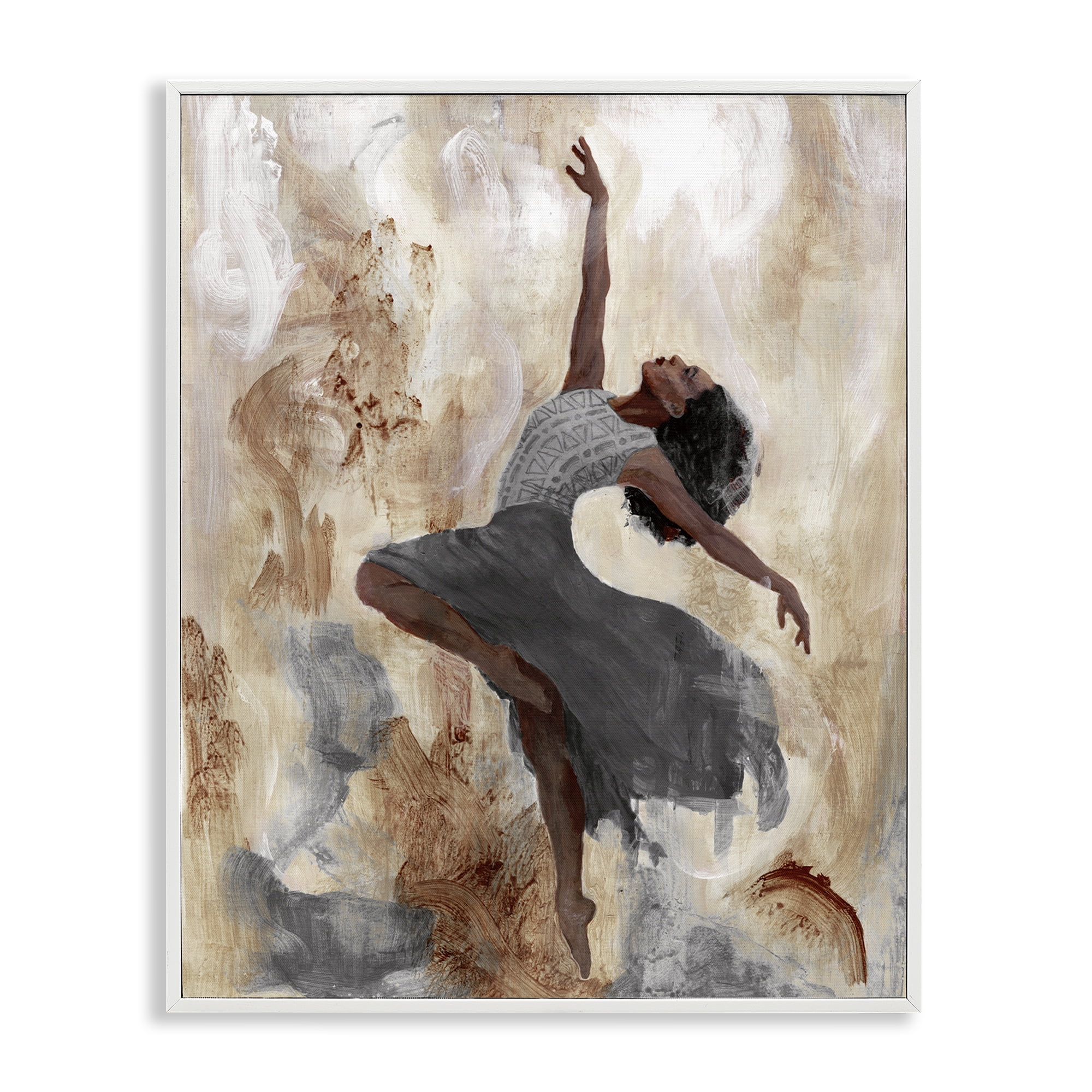 Stupell Industries Rustic Dancing Woman Novelty Painting White Framed Art Print Wall Art, 16 x 20
