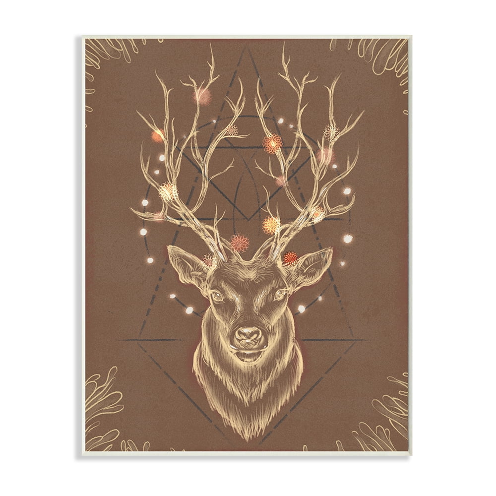 Stupell Industries Rustic Deer Antlers Abstract Geometric Sketch Wall Plaque by Ziwei Li