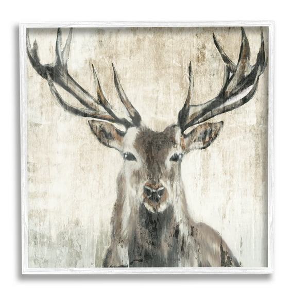 Stupell Industries Rustic Deer Elk Wildlife Portrait Animals & Insects Painting White Framed Art Print Wall Art