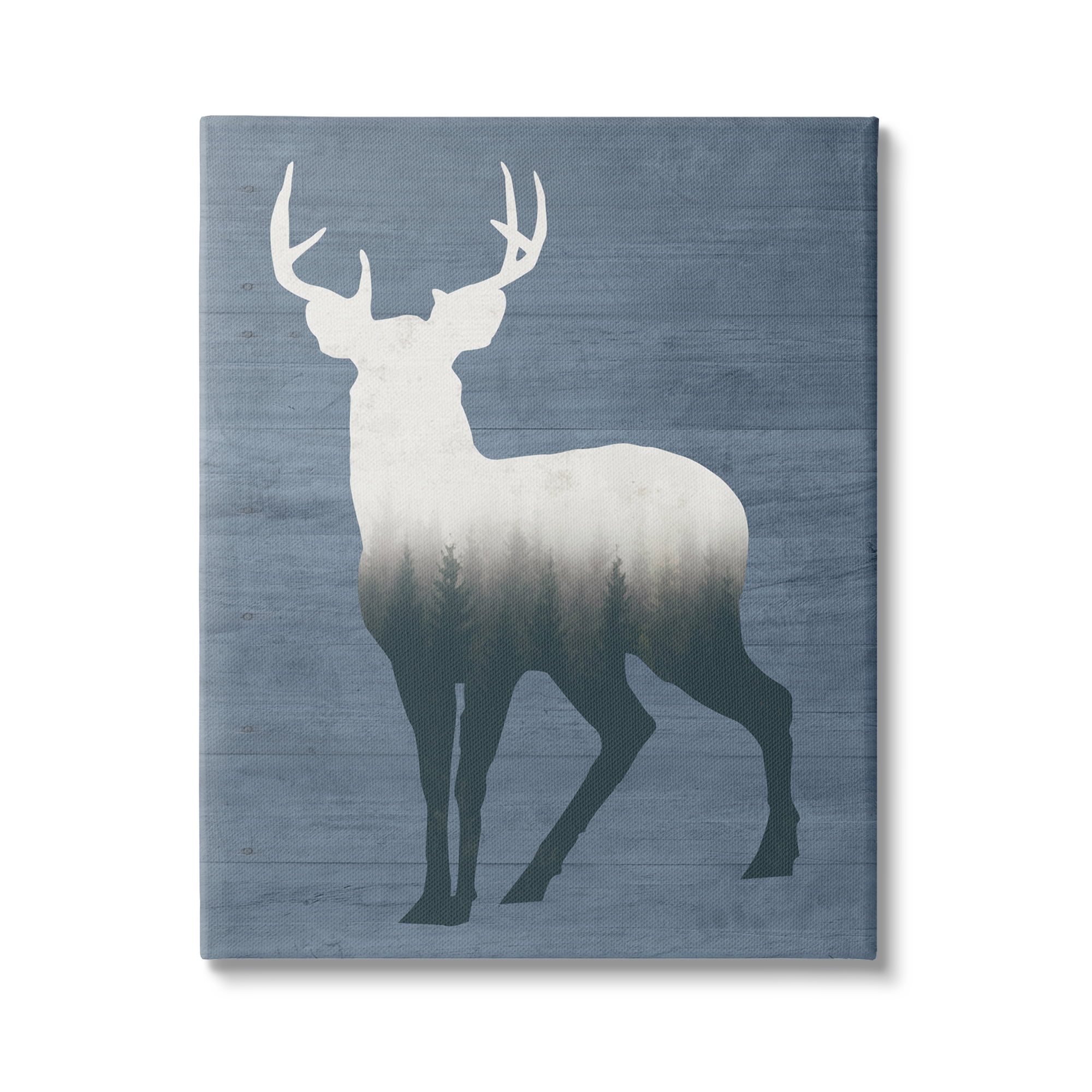 Stupell Industries Rustic Deer Silhouette Cabin Style Grain Pattern Graphic Art Gallery Wrapped Canvas Print Wall Art, Design by Lettered and Lined