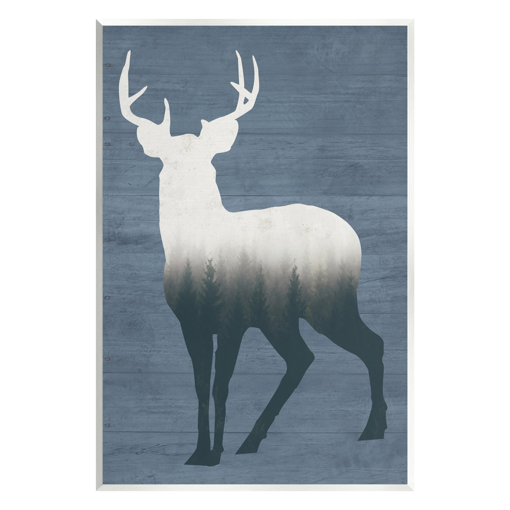 Stupell Industries Rustic Deer Silhouette Cabin Style Grain Pattern Graphic Art Unframed Art Print Wall Art, Design by Lettered and Lined