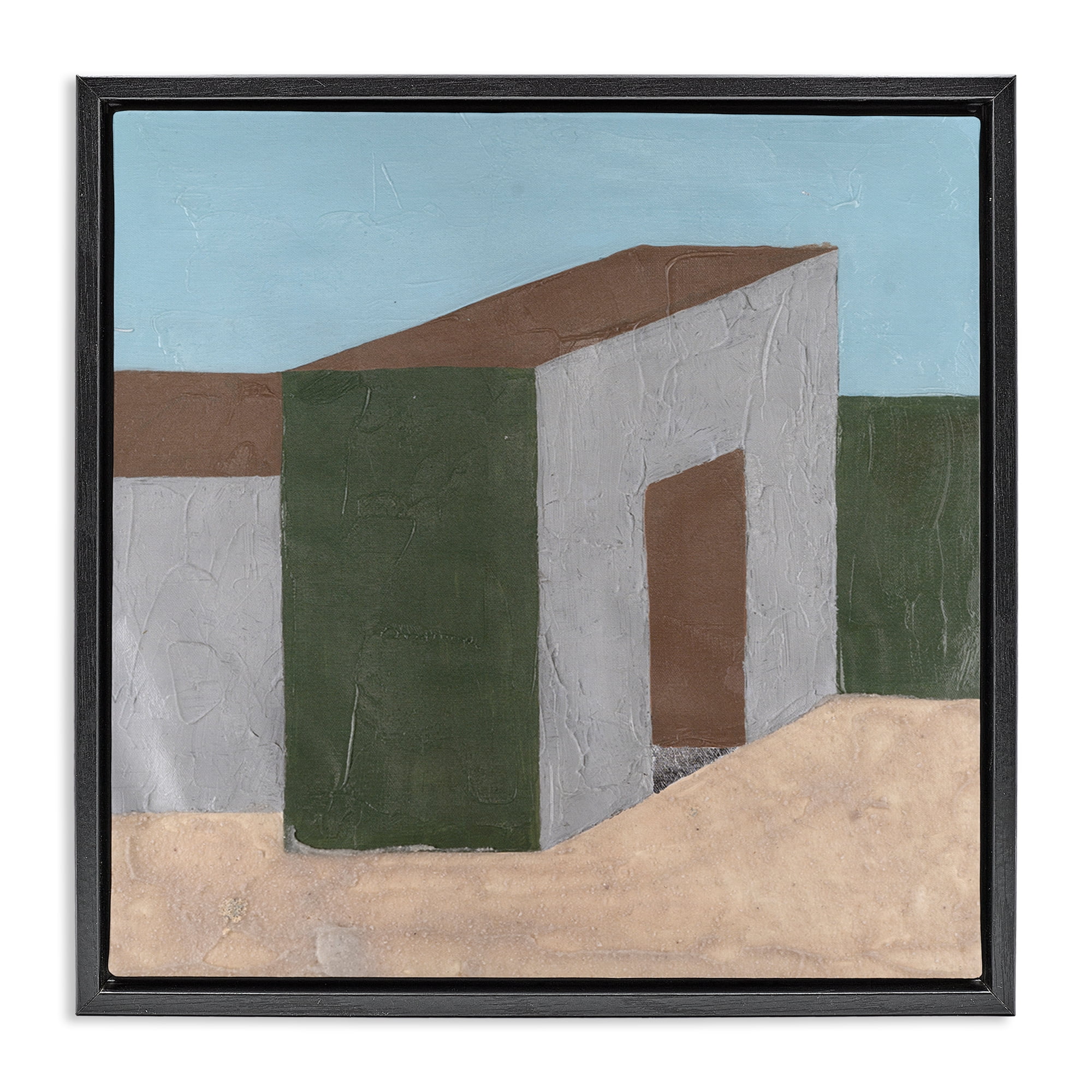 Stupell Industries Rustic Desert Building Buildings & Architecture Painting Black Floater Framed Canvas Art Print Wall Art, 25 x 25