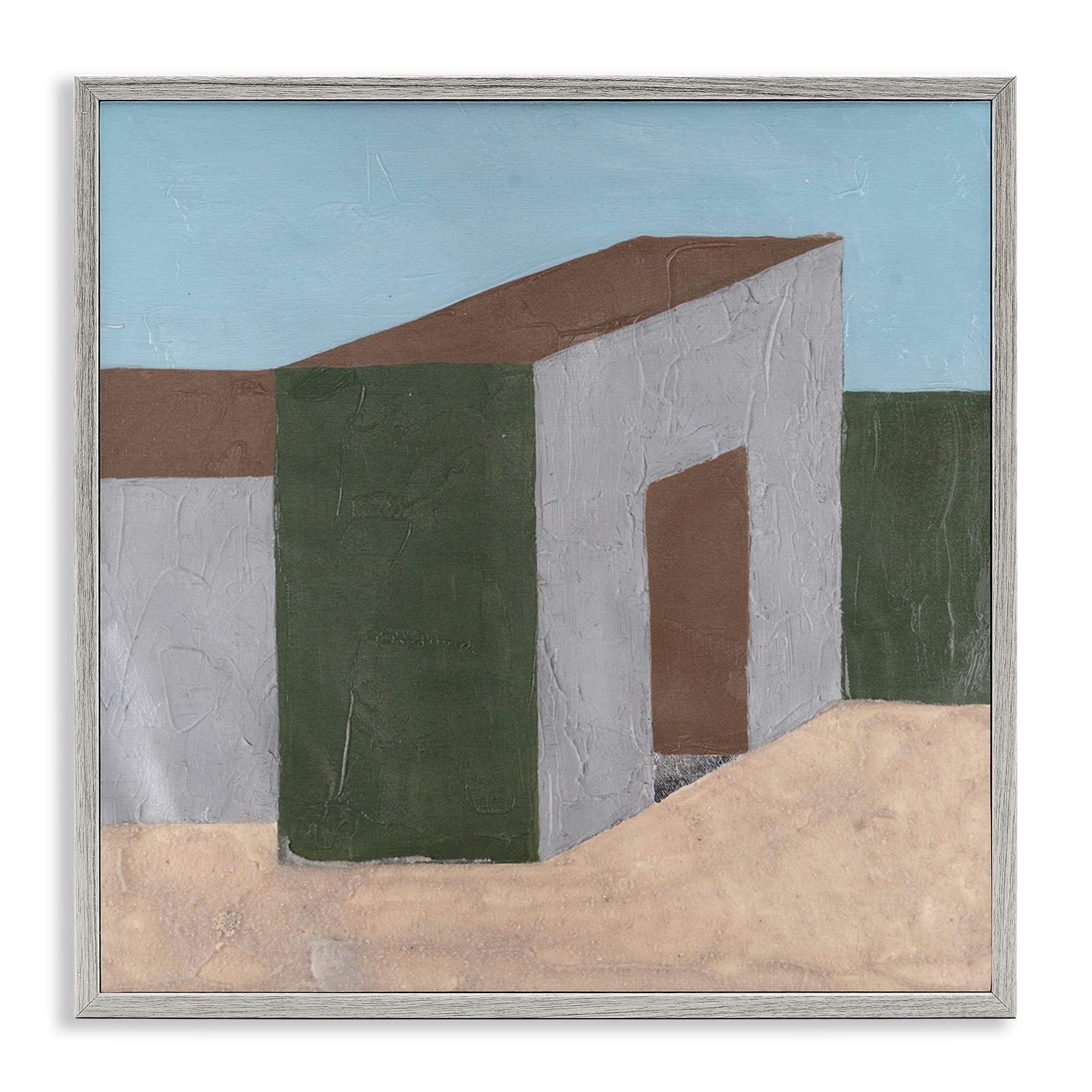 Stupell Industries Rustic Desert Building Buildings & Architecture Painting Gray Framed Art Print Wall Art, 12 x 12
