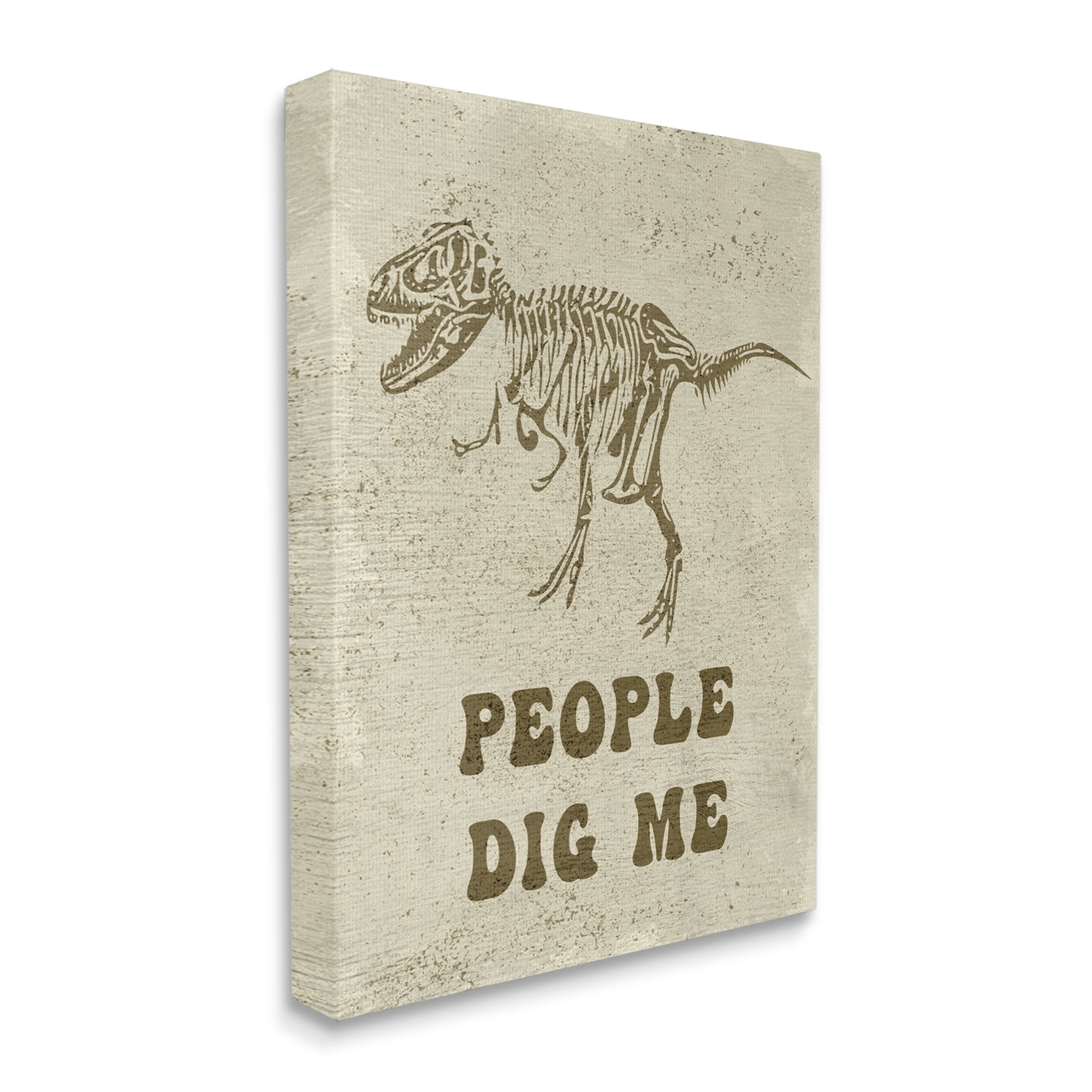 Stupell Industries Rustic Dinosaur Skeleton T-Rex People Dig Me Animals & Insects Painting Gallery Wrapped Canvas Print Wall Art, 36 x 48