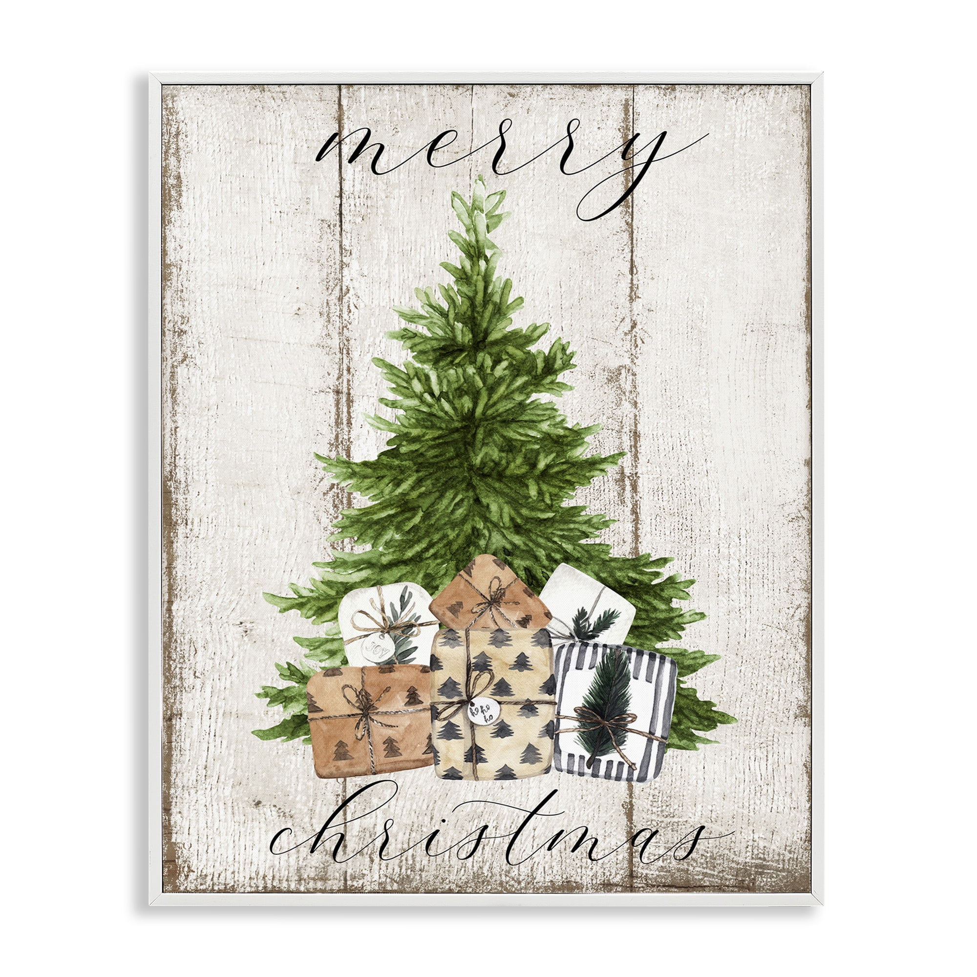Stupell Industries Rustic Distressed Christmas Tree Holiday Painting