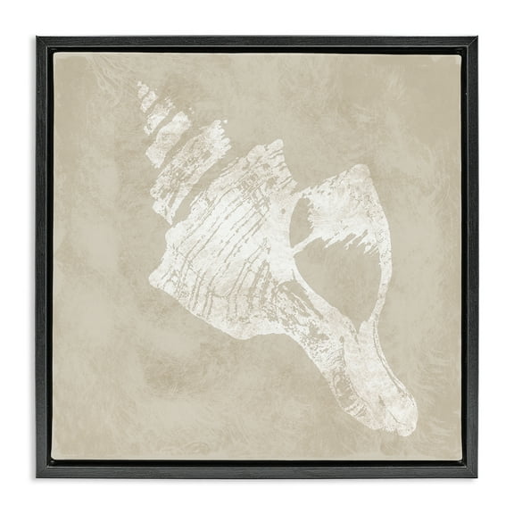 Stupell Industries Rustic Distressed Conch Nautical & Beach Painting Black Floater Framed Canvas Art Print Wall Art, 18 x 18