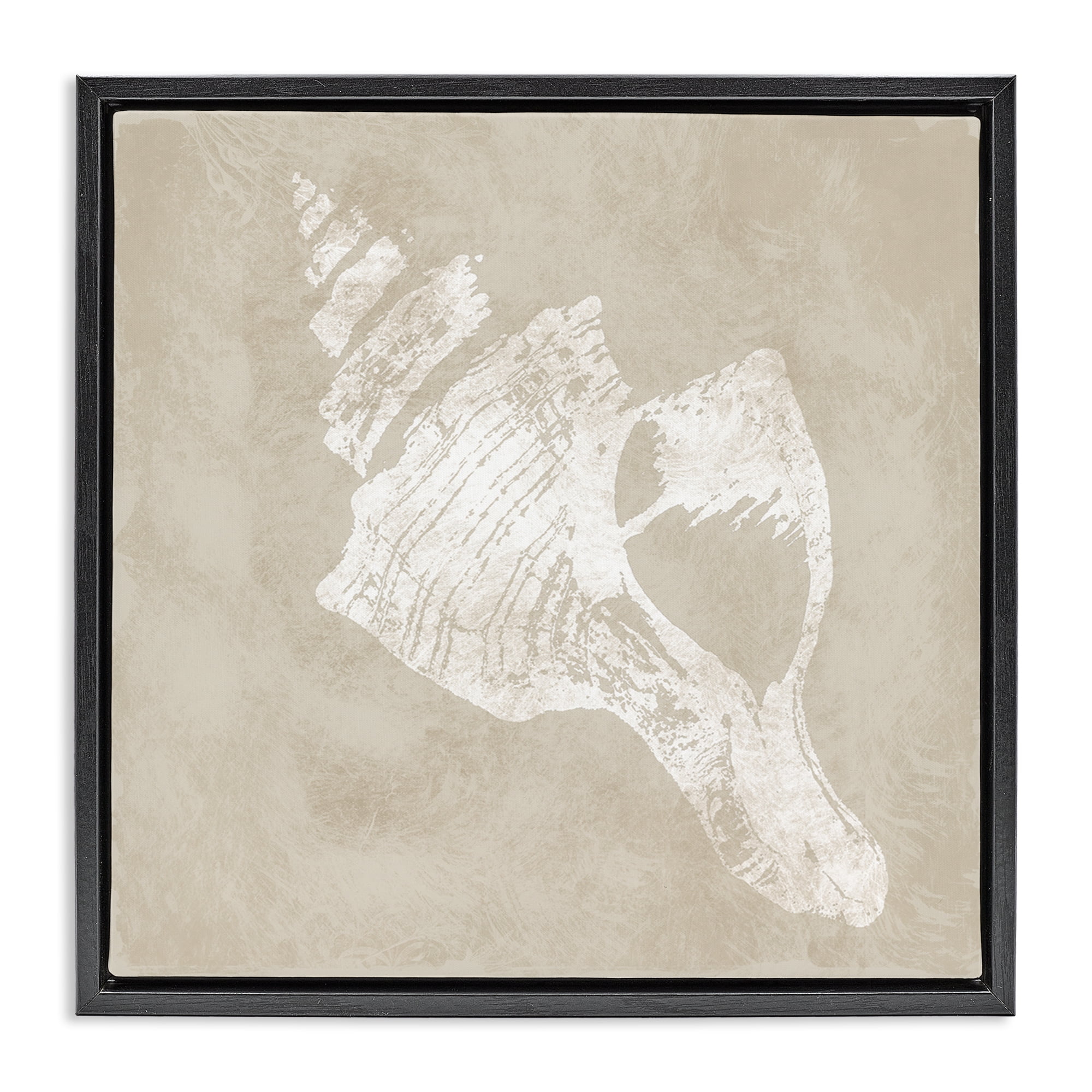 Stupell Industries Rustic Distressed Conch Nautical & Beach Painting Black Floater Framed Canvas Art Print Wall Art, 25 x 25
