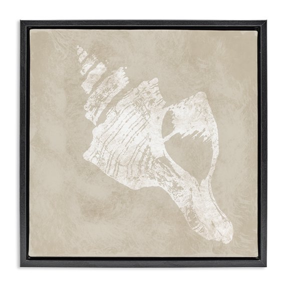 Stupell Industries Cottage Rustic Distressed Conch Black Floating Frame Canvas Art, 25 x 25, by Carol Robinson