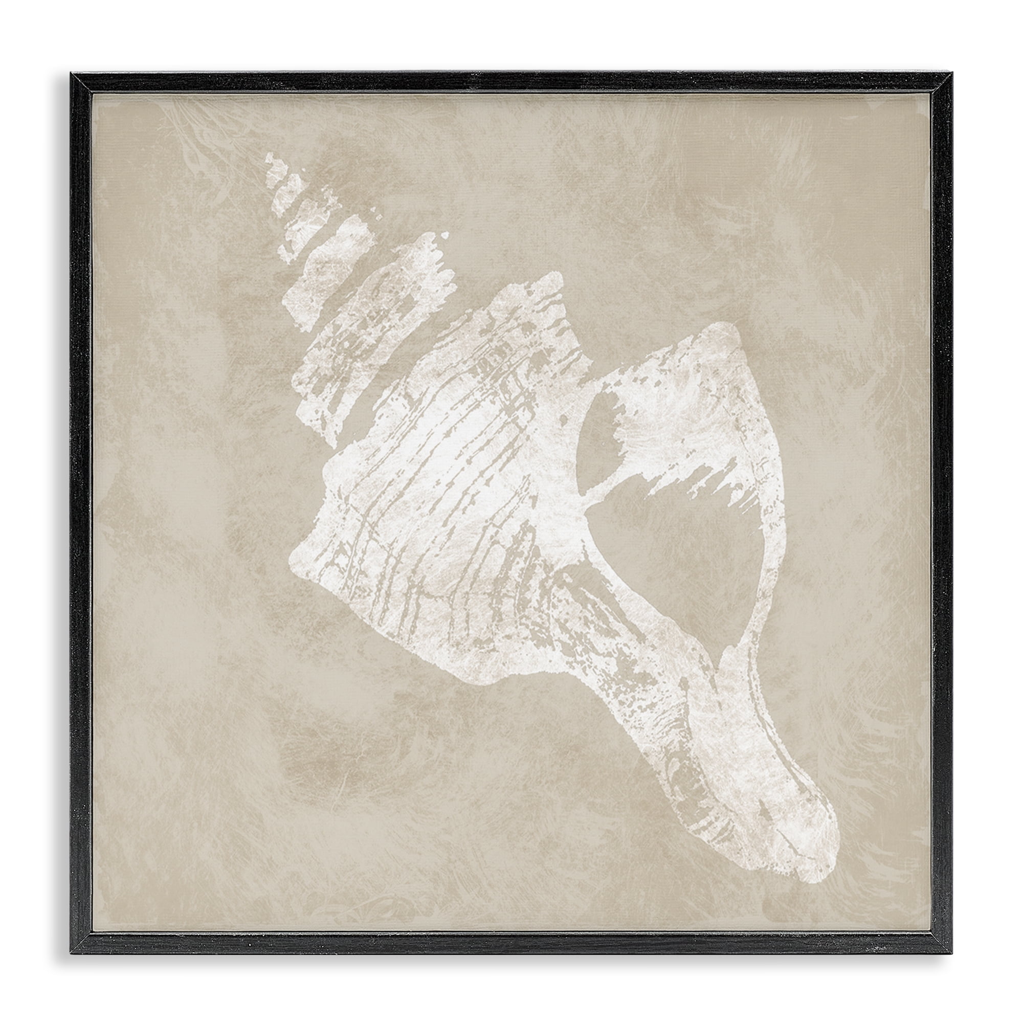 Stupell Industries Rustic Distressed Conch Nautical & Beach Painting Black Framed Art Print Wall Art, 24 x 24