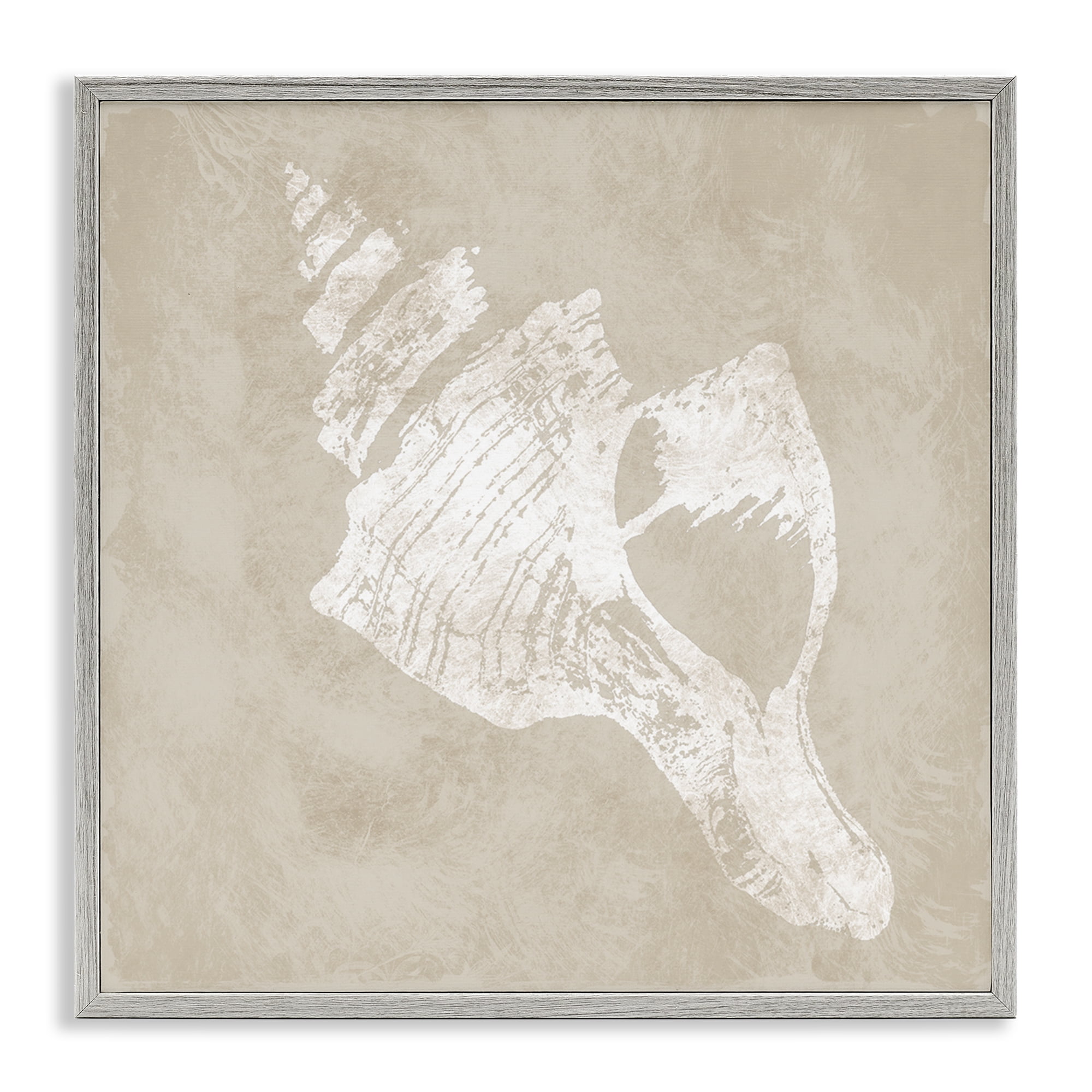 Stupell Industries Rustic Distressed Conch Nautical & Beach Painting Gray Framed Art Print Wall Art, 12 x 12