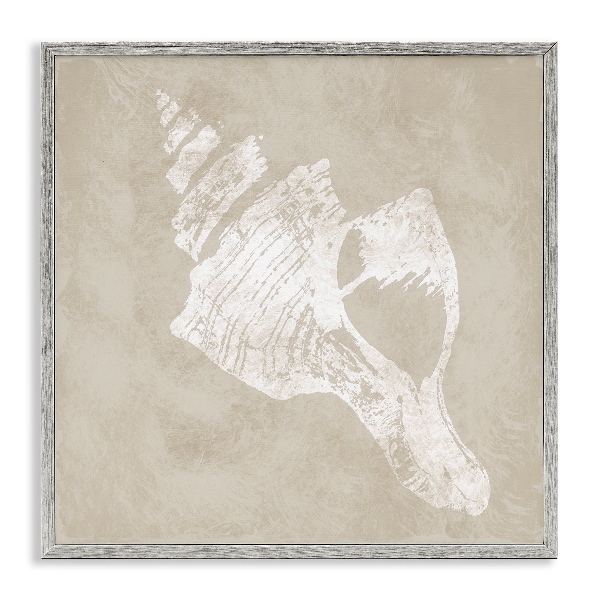 Stupell Industries Rustic Distressed Conch Nautical & Beach Painting Gray Framed Art Print Wall Art, 24 x 24
