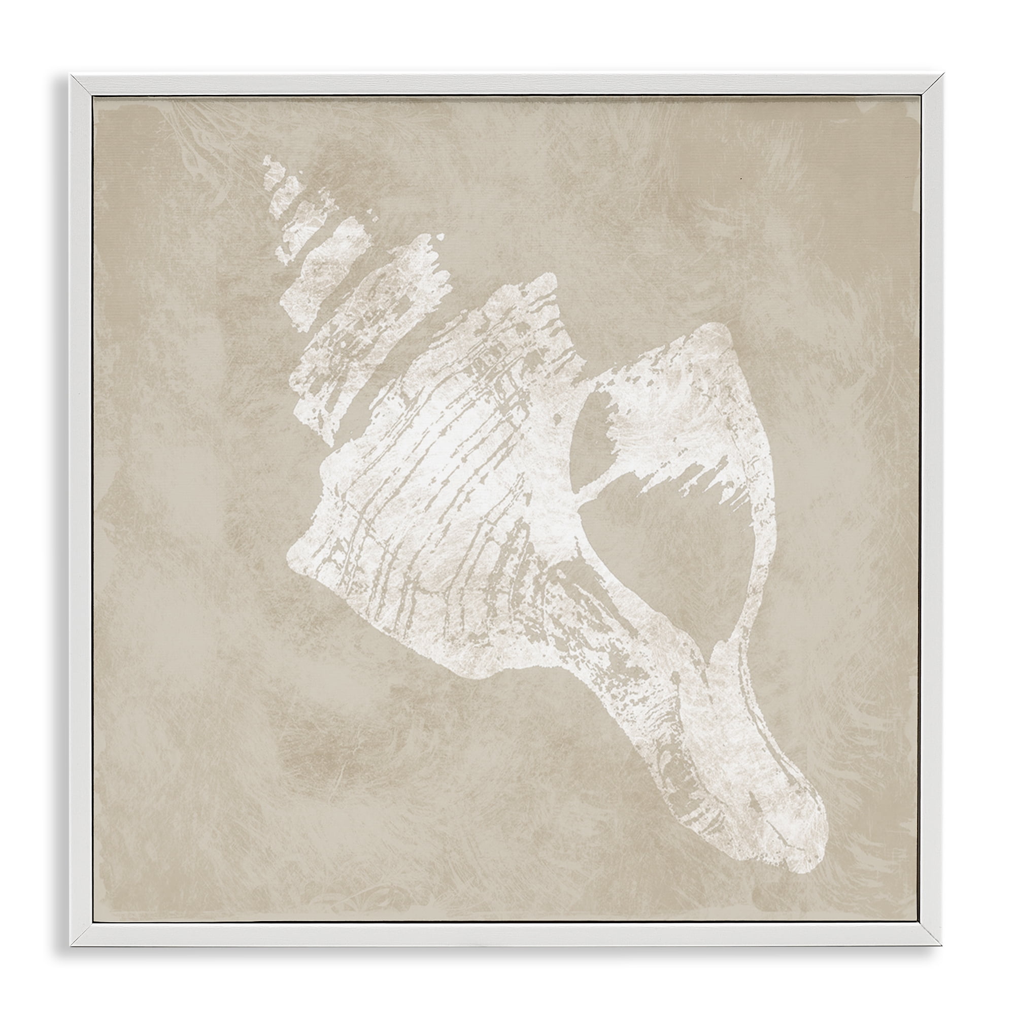 Stupell Industries Rustic Distressed Conch Nautical & Beach Painting White Framed Art Print Wall Art, 12 x 12