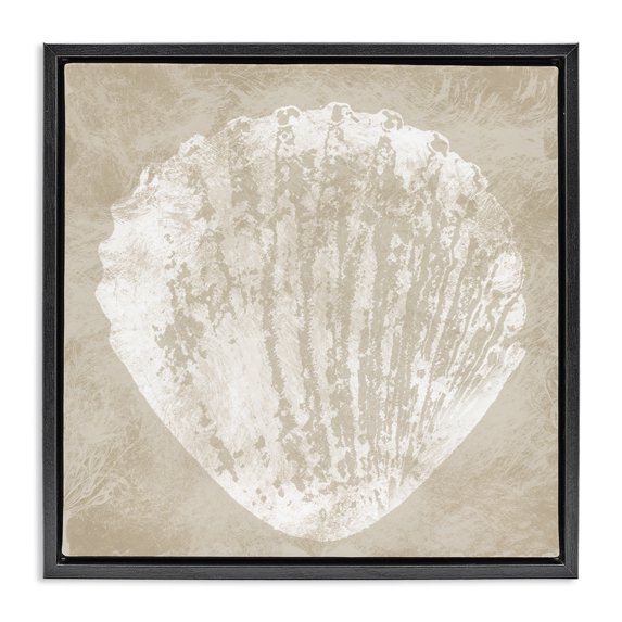 Stupell Industries Rustic Lodge Rustic Distressed Seashell Black Floating Frame Canvas Art, 18 x 18, by Carol Robinson