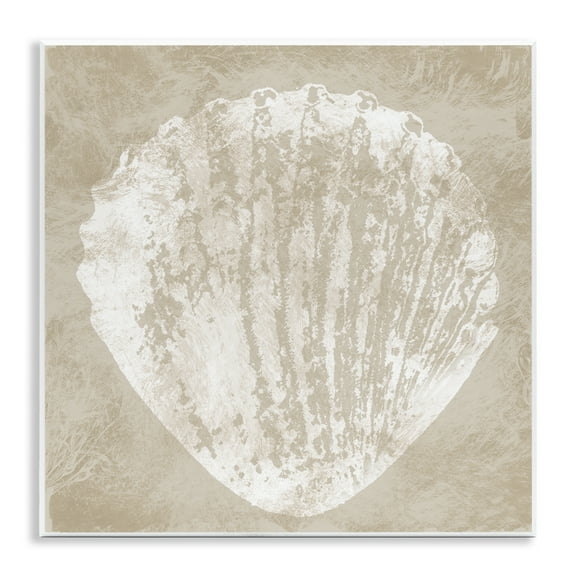 Stupell Industries Rustic Distressed Seashell Nautical & Beach Painting Unframed Art Print Wall Art, 12 x 12