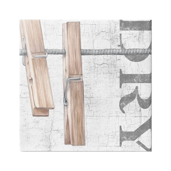 Stupell Industries Rustic Dry Clothespins Typography Painting Gallery Wrapped Canvas Art Print Wall Art, 30 x 30