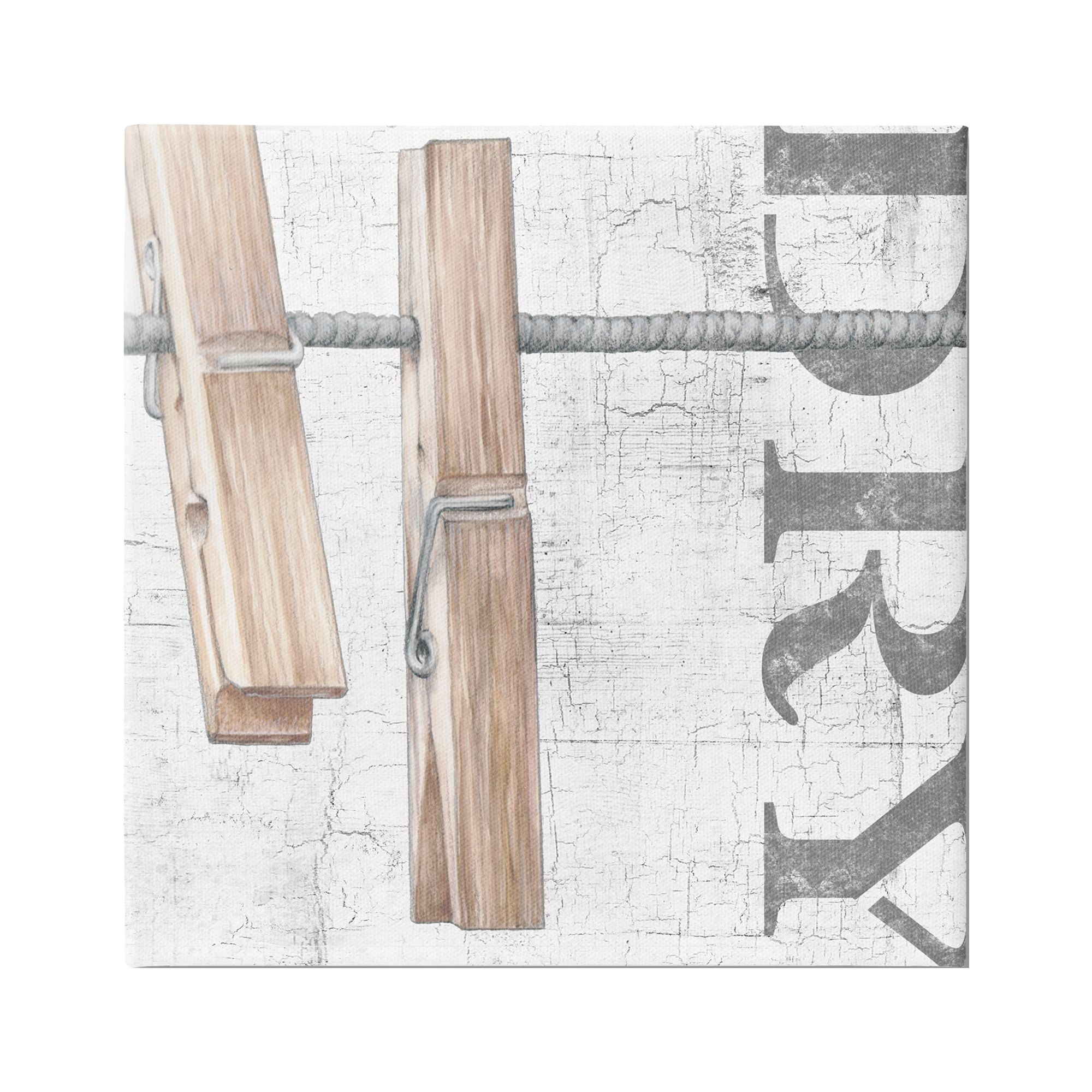 Stupell Industries Rustic Dry Clothespins Typography Painting Gallery Wrapped Canvas Art Print Wall Art, 36 x 36