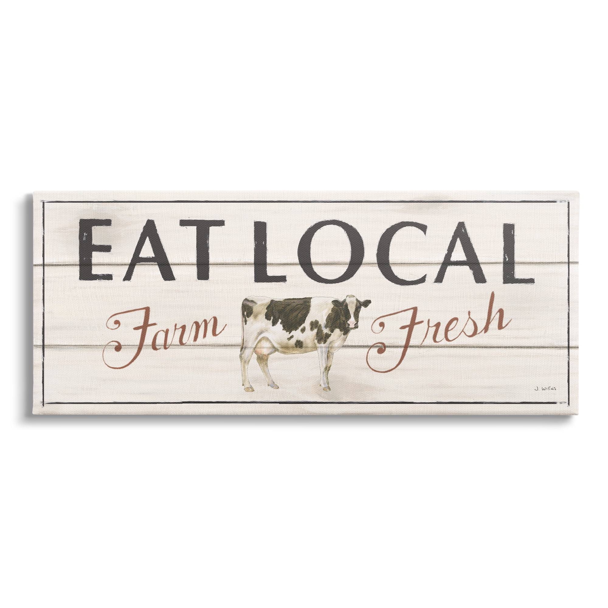 Stupell Industries Rustic Eat Local Phrase Animals & Insects Painting Gallery Wrapped Canvas Print Wall Art, 48 x 20