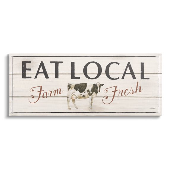 Stupell Industries Rustic Eat Local Phrase Animals & Insects Painting Gallery Wrapped Canvas Print Wall Art, 48 x 20