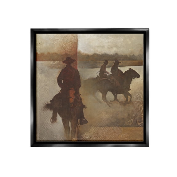Stupell Industries Rustic Equestrian Collage Animals & Insects Painting Black Floater Framed Canvas Art Print Wall Art, 18 x 18